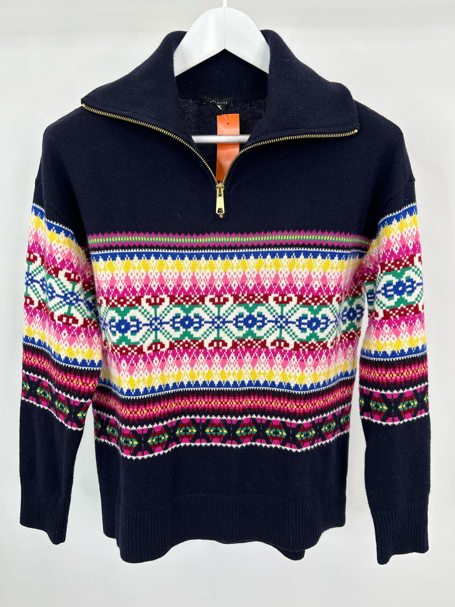 TALBOTS Size S Navy Print Women Sweater