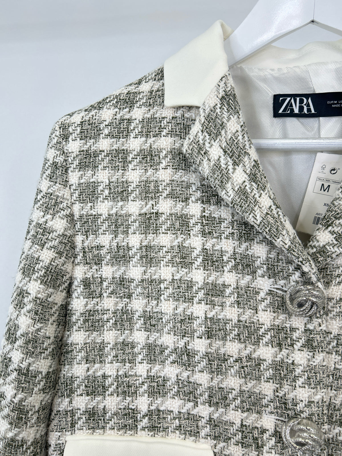 ZARA Size M IVORY AND BLACK Women Blazer