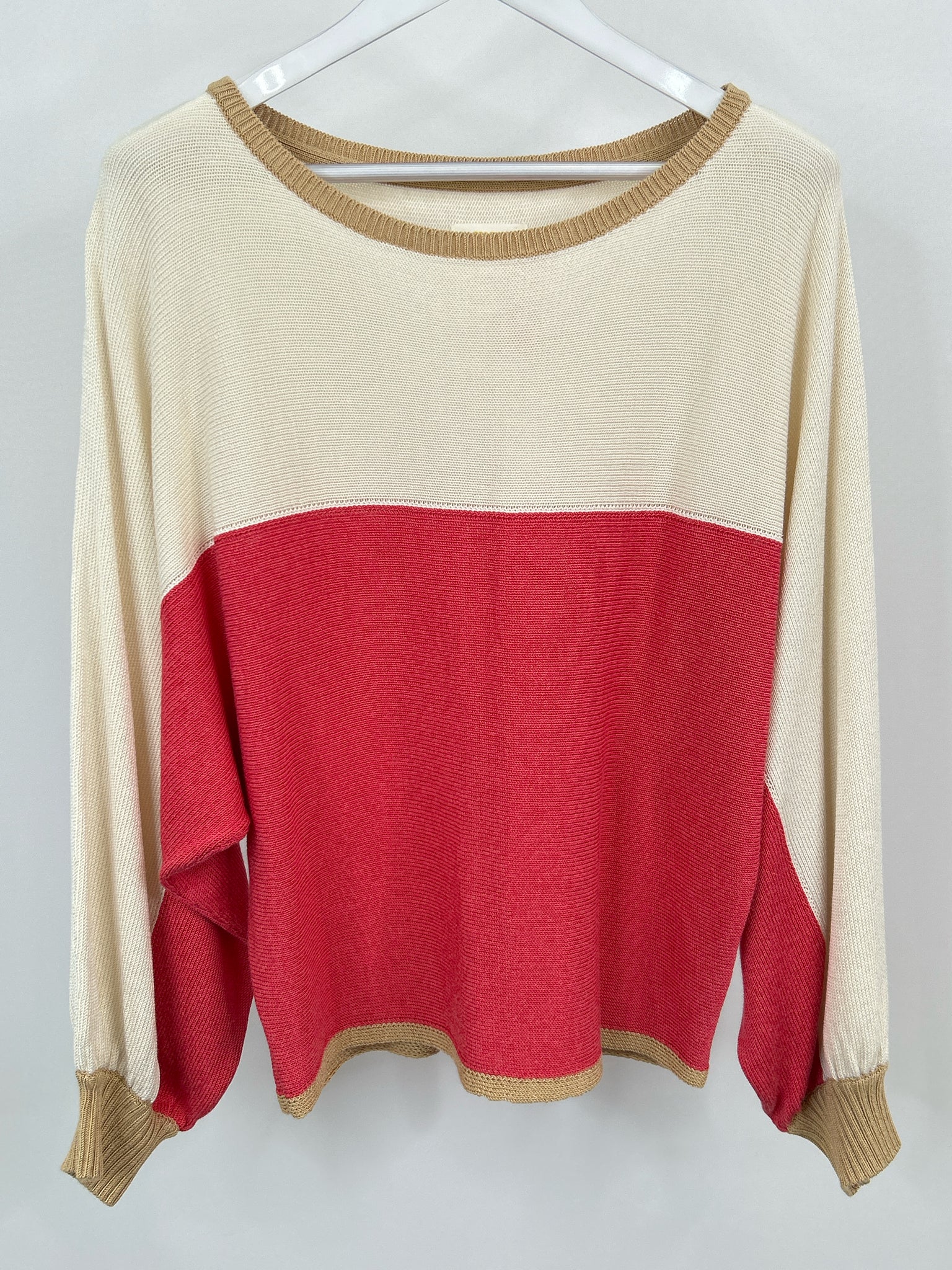 MAEVE Size XL Ivory and Coral Women Sweater