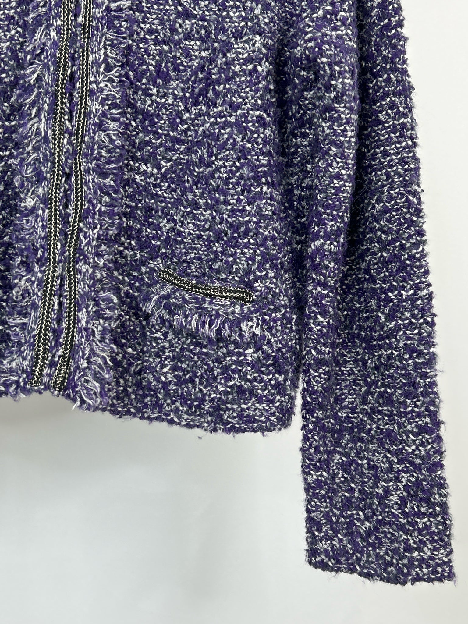 CHICO'S Size 12 PURPLE AND WHITE Women Cardigan