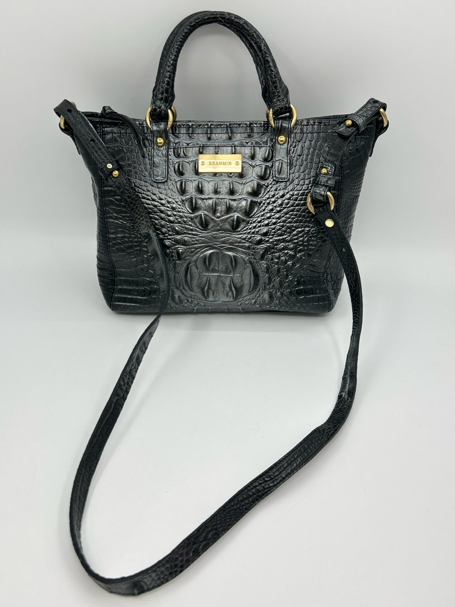 BRAHMIN black and grey Women Tote