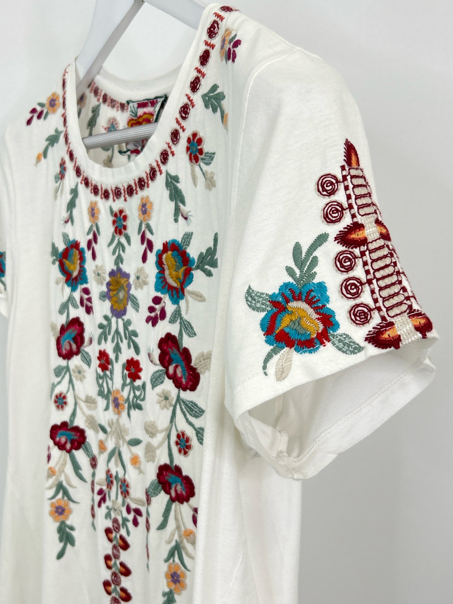 JOHNNY WAS Size L White Floral Women Tunic