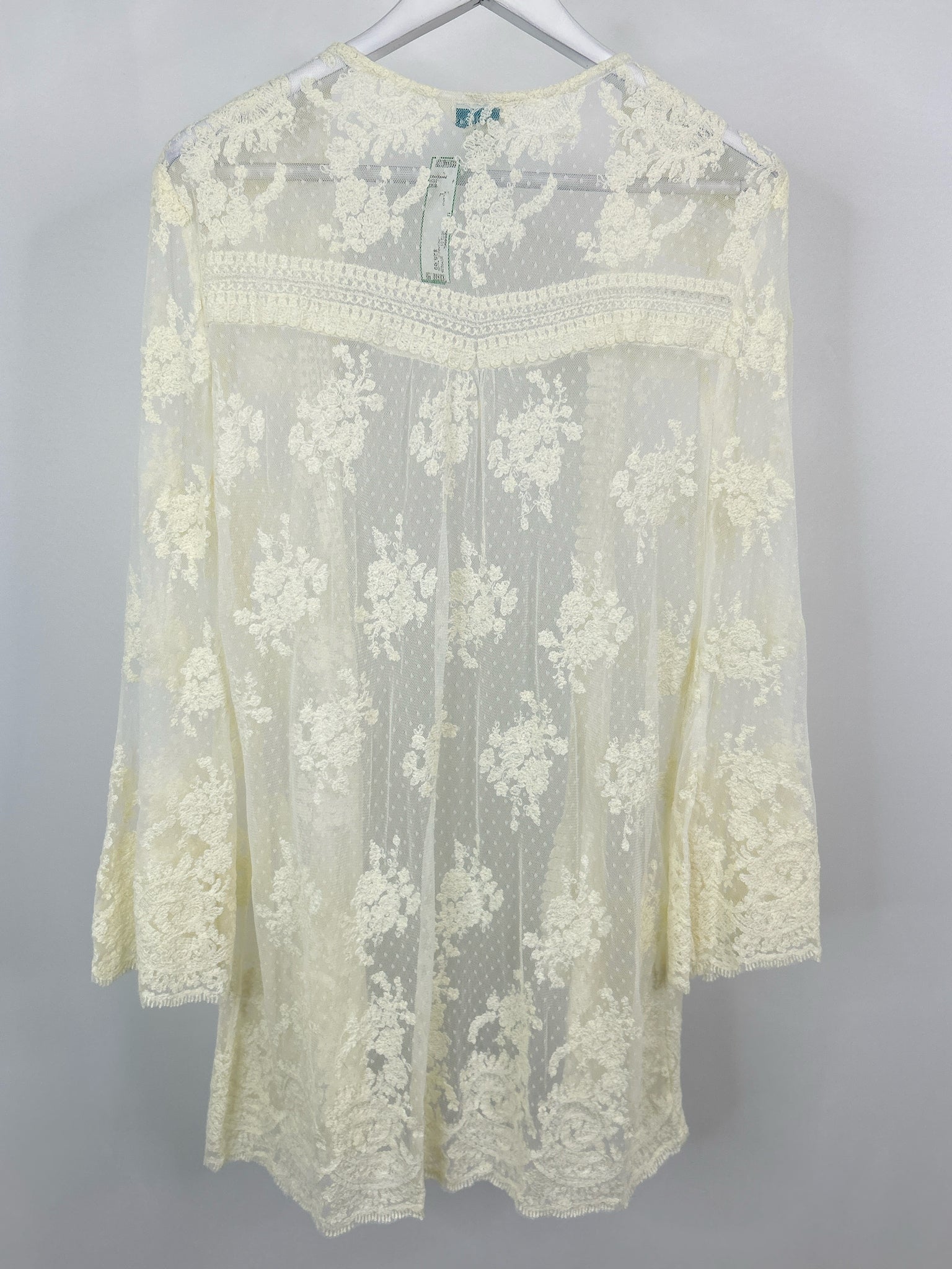 SUNDANCE Size L White Lace Women Kimono