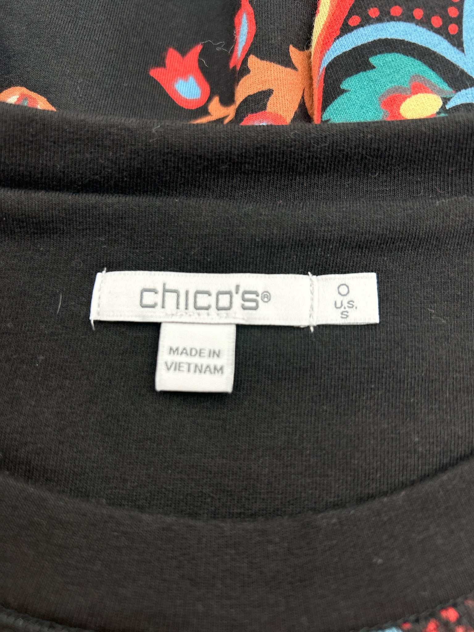 CHICO'S Size S Black Print Women Sweatshirt