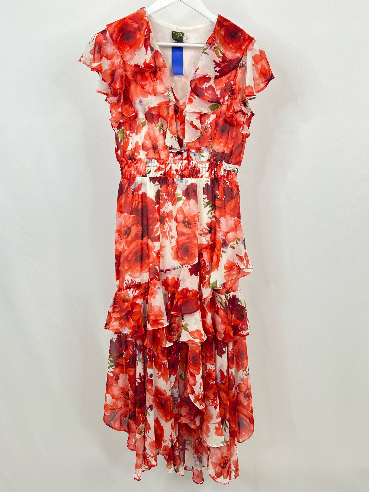 TAYLOR Size 8 red & white Women Dress