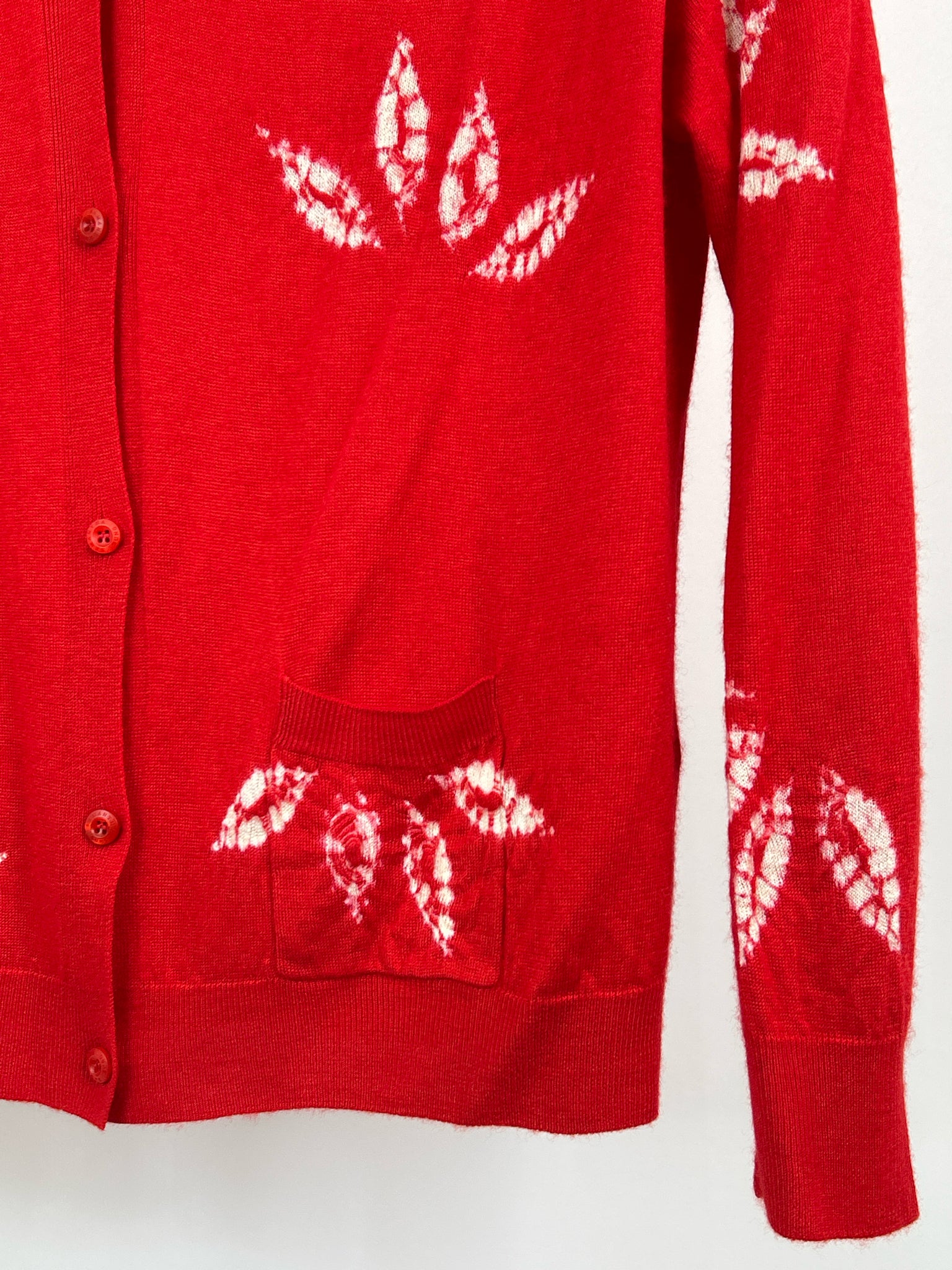 SAMANTHA SUNG Size XL Red Print Women Cardigan NWT