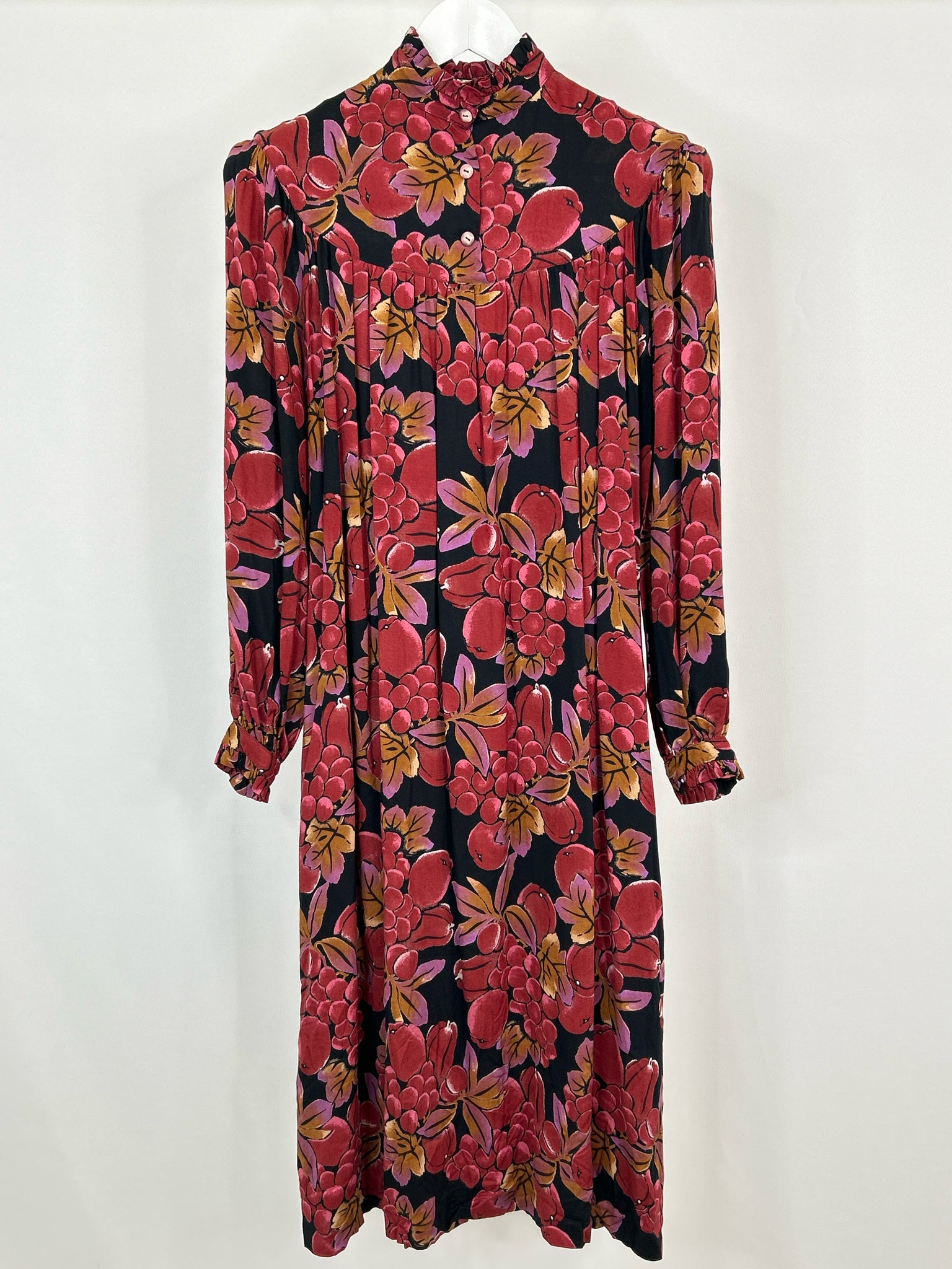 JEAN LEDUC MADE IN FRANCE Size S/M Black Floral Women Dress