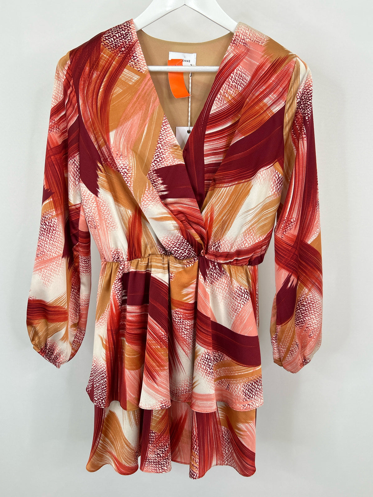 ADRIENNE Size S Burgundy Print Women Dress