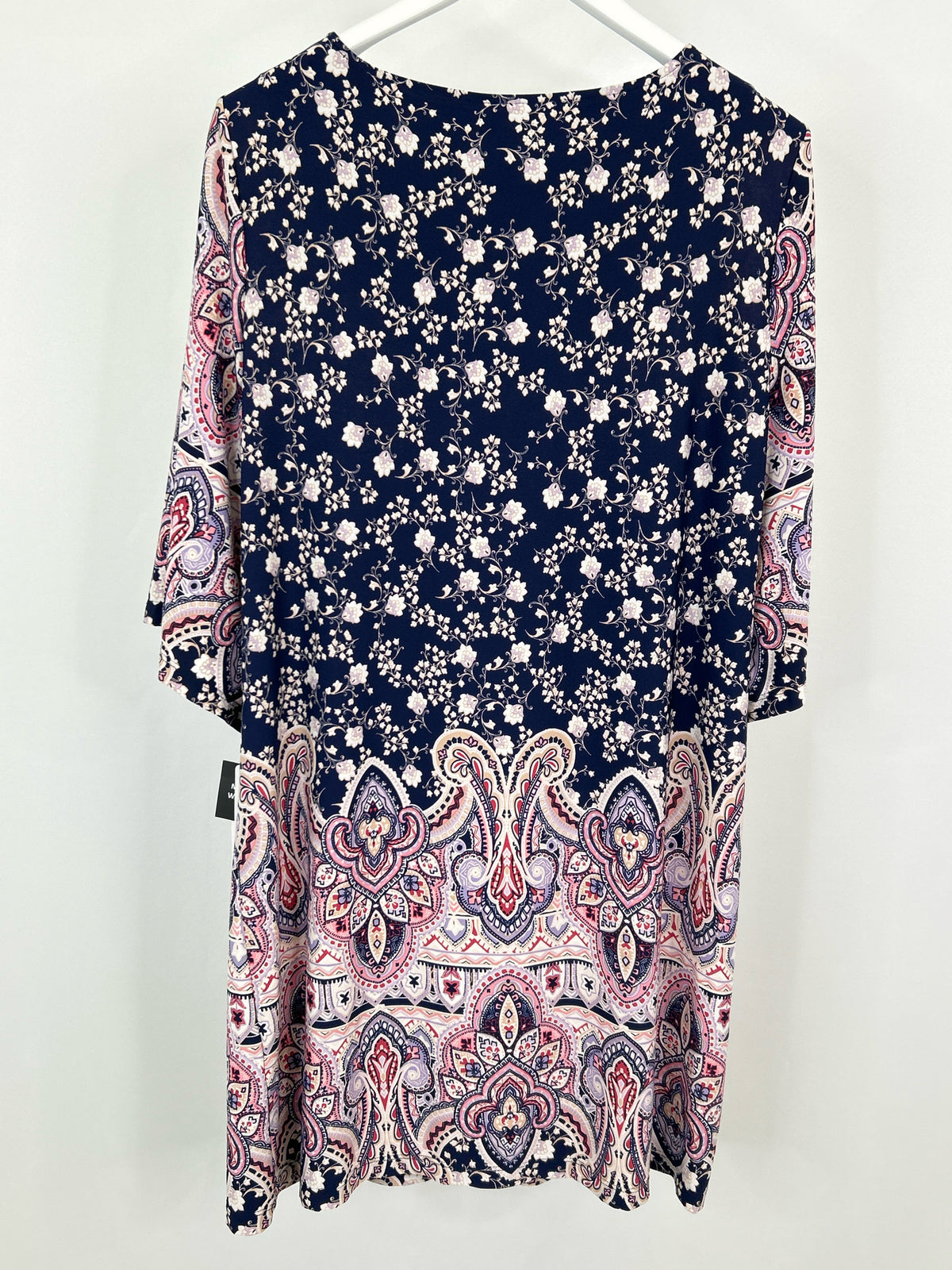 SANDRA DARREN Size L Navy Print Women Dress