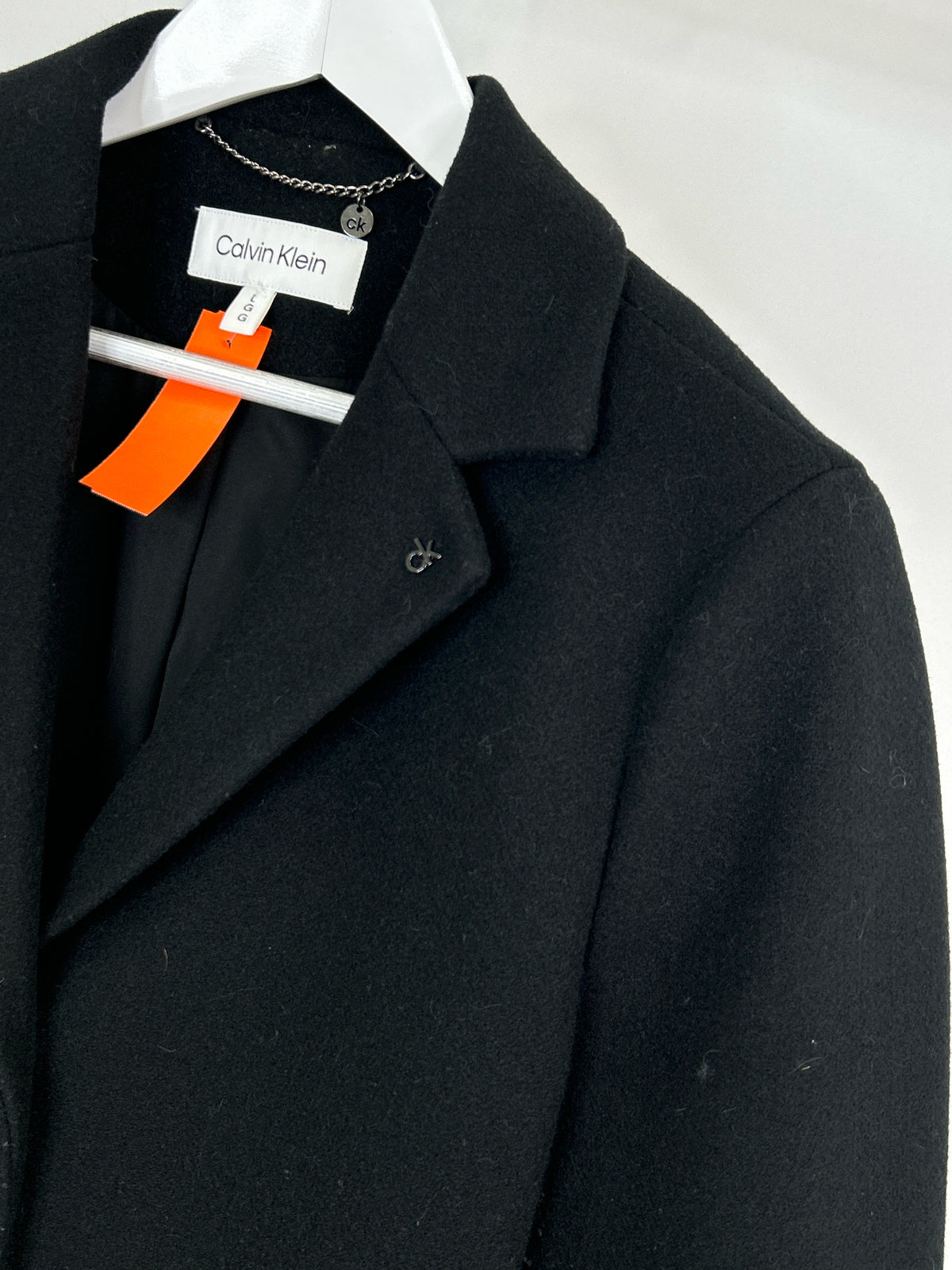 CALVIN KLEIN Size L Black Women Coat