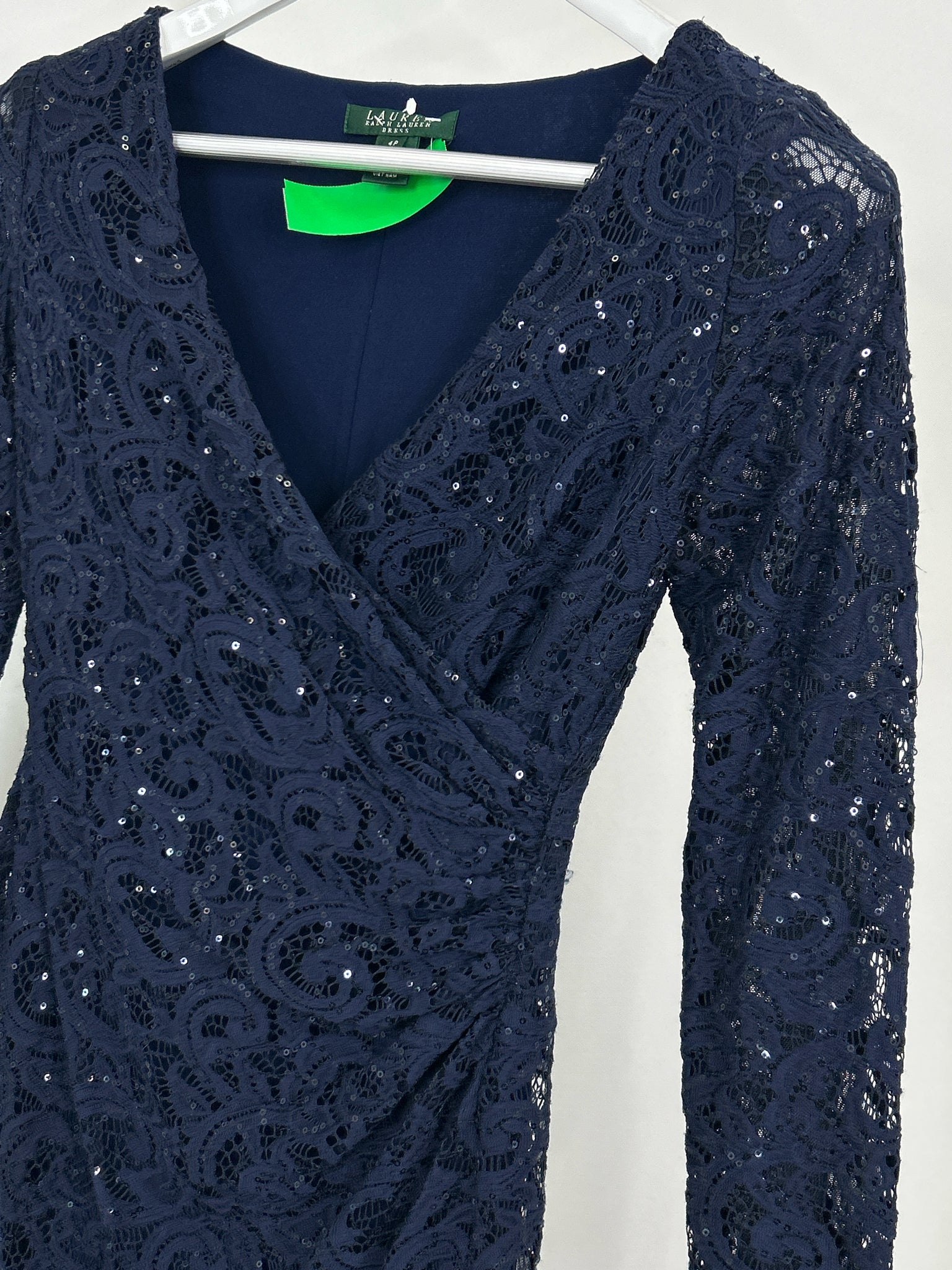 Lauren Ralph Lauren Size 4P Navy Lace Women Dress