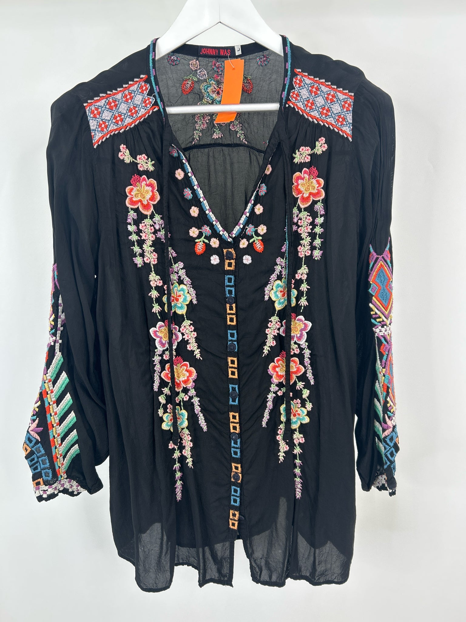 JOHNNY WAS Size L Black Women Tunic