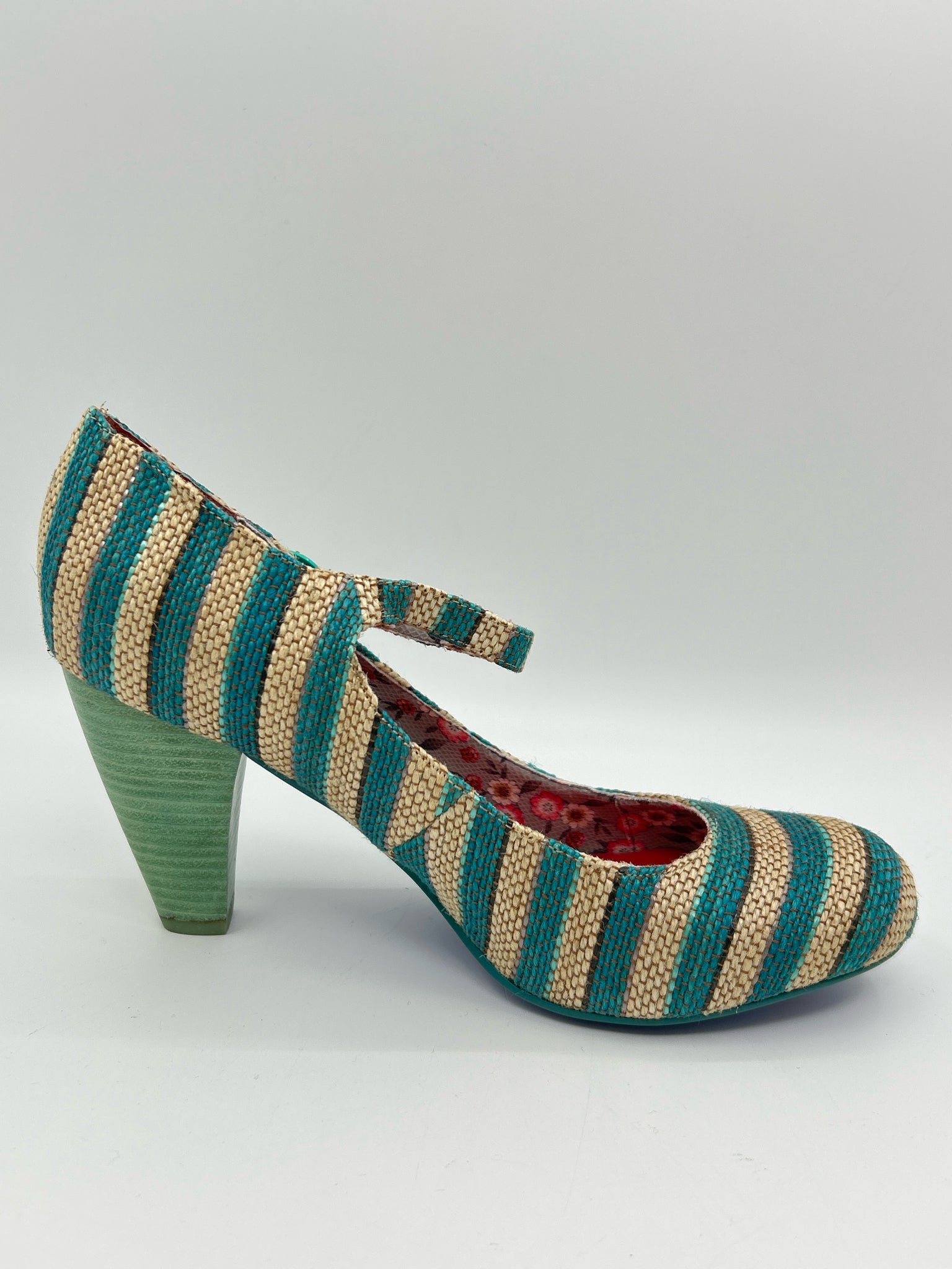 POETIC LICENCE Size 10 Teal Stripes Women Pumps NIB