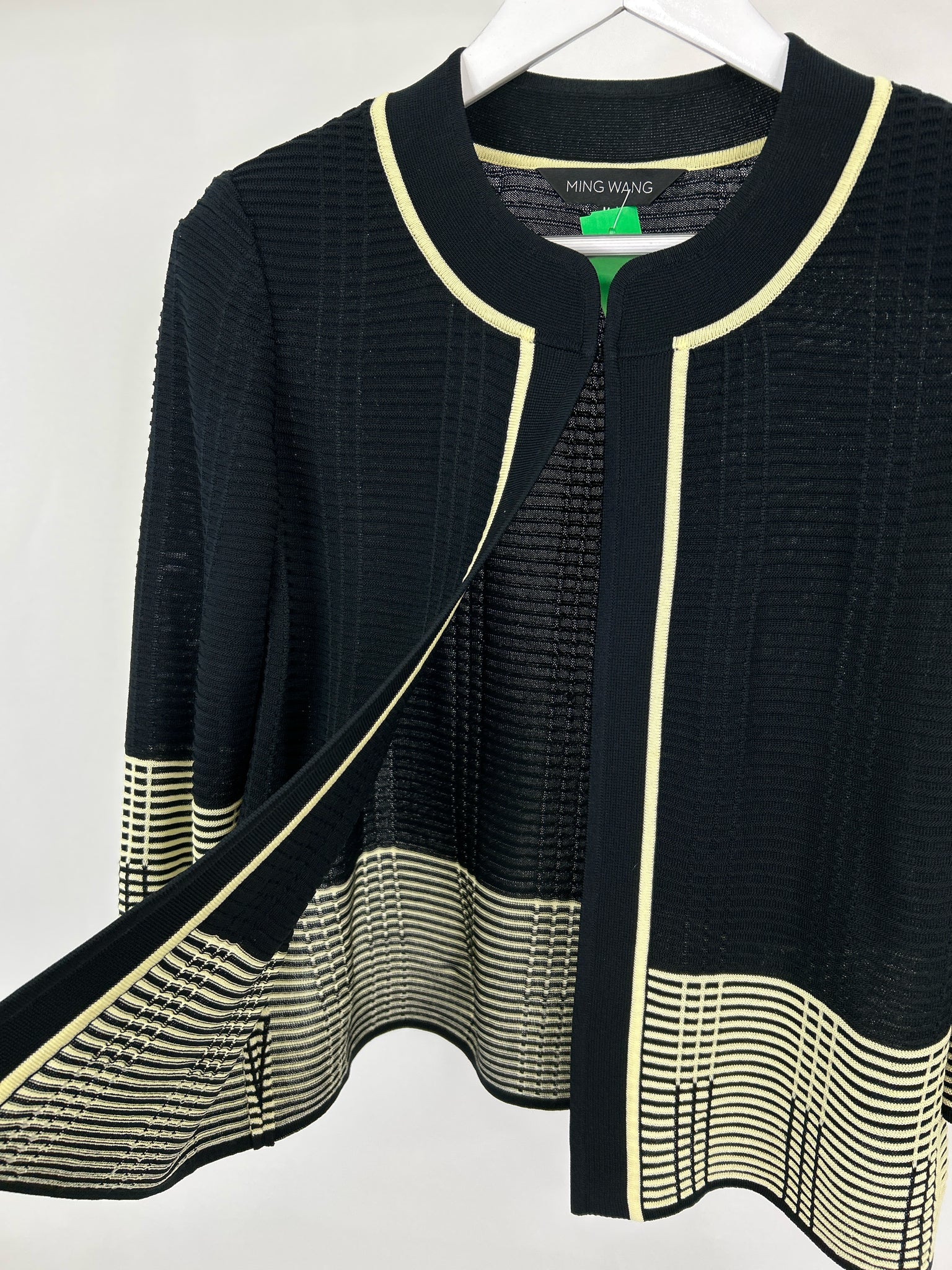 MING WANG Size M black and cream Women Cardigan