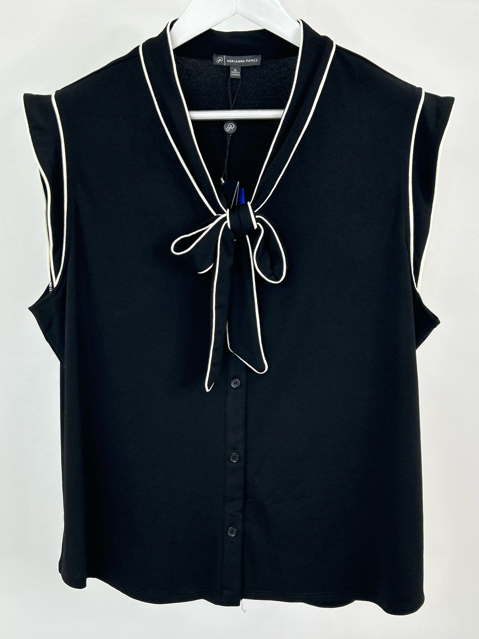 ADRIANNA PAPELL Size XL Black & White Women Top