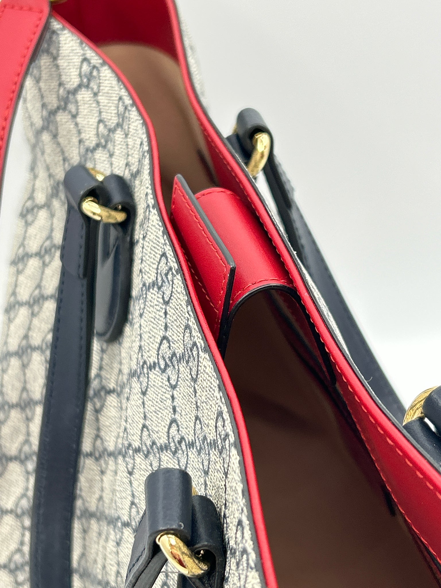 GUCCI NAVY AND RED Women Tote