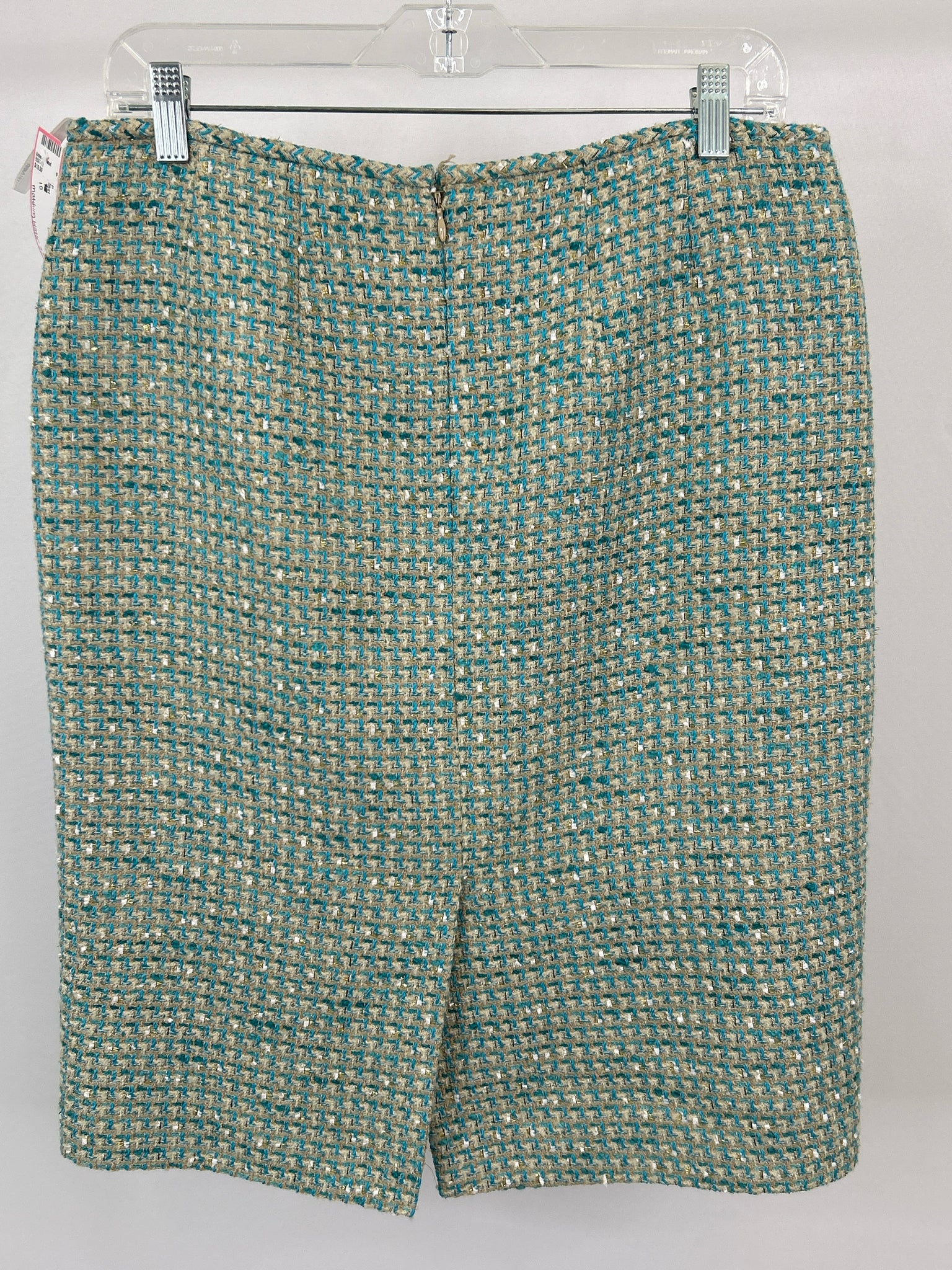 CALVIN KLEIN Size 10 AQUA & CREAM Women Skirt