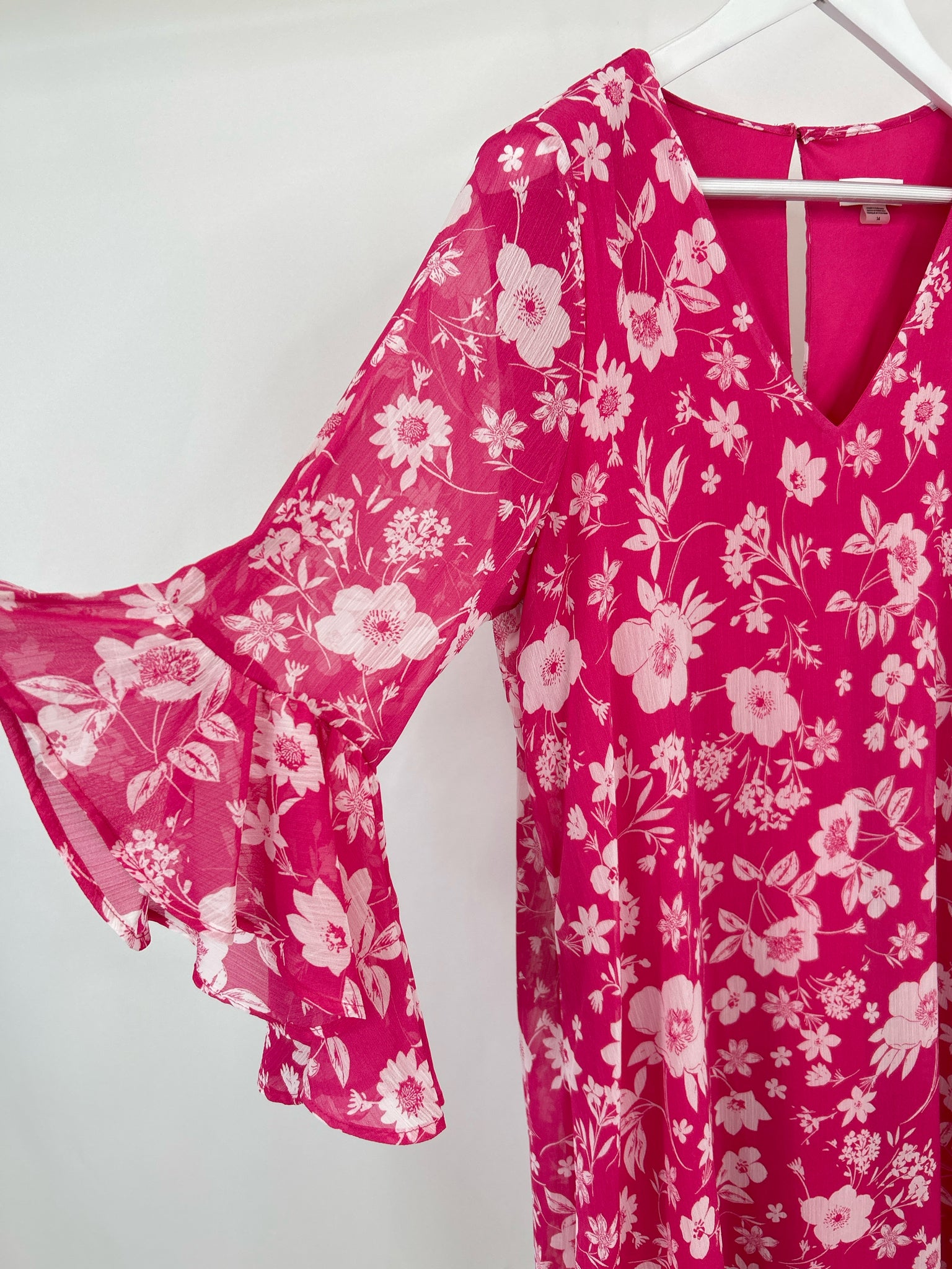 CALVIN KLEIN Size 14 PINK AND WHITE Women's Dress