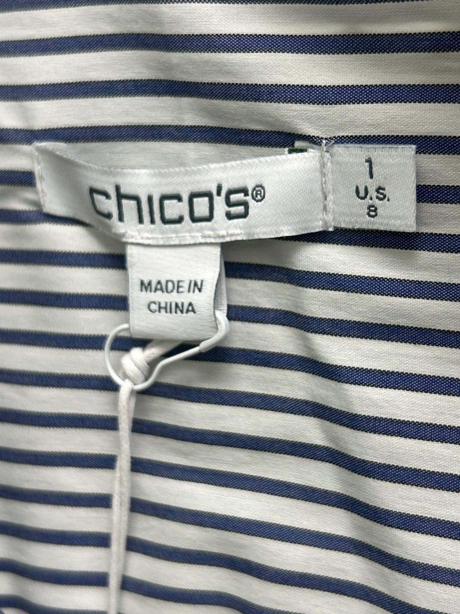 CHICO'S Size 8 NAVY AND WHITE Women Shirt
