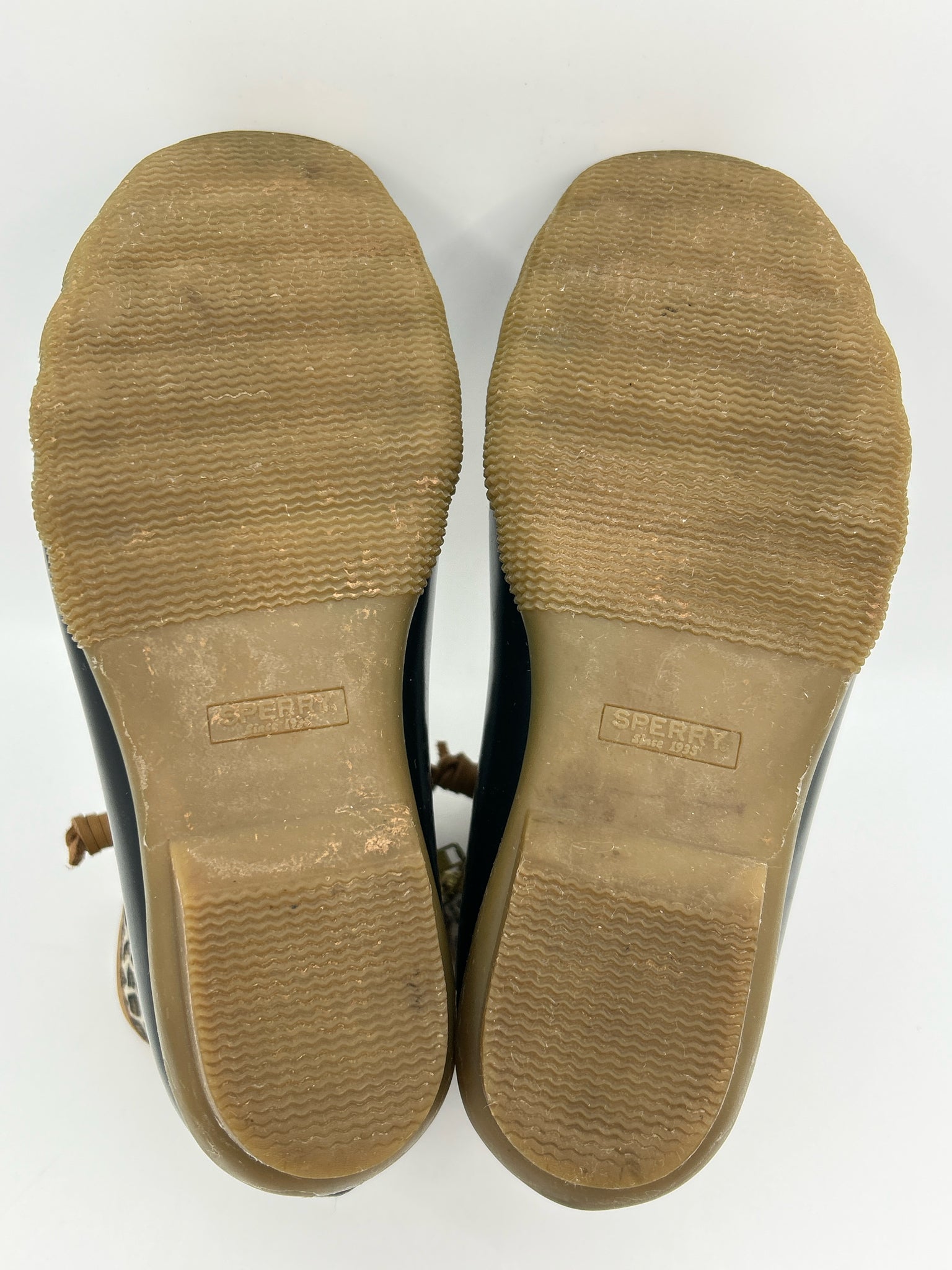 SPERRY Size 7 Tan and Black Women Rain Boots