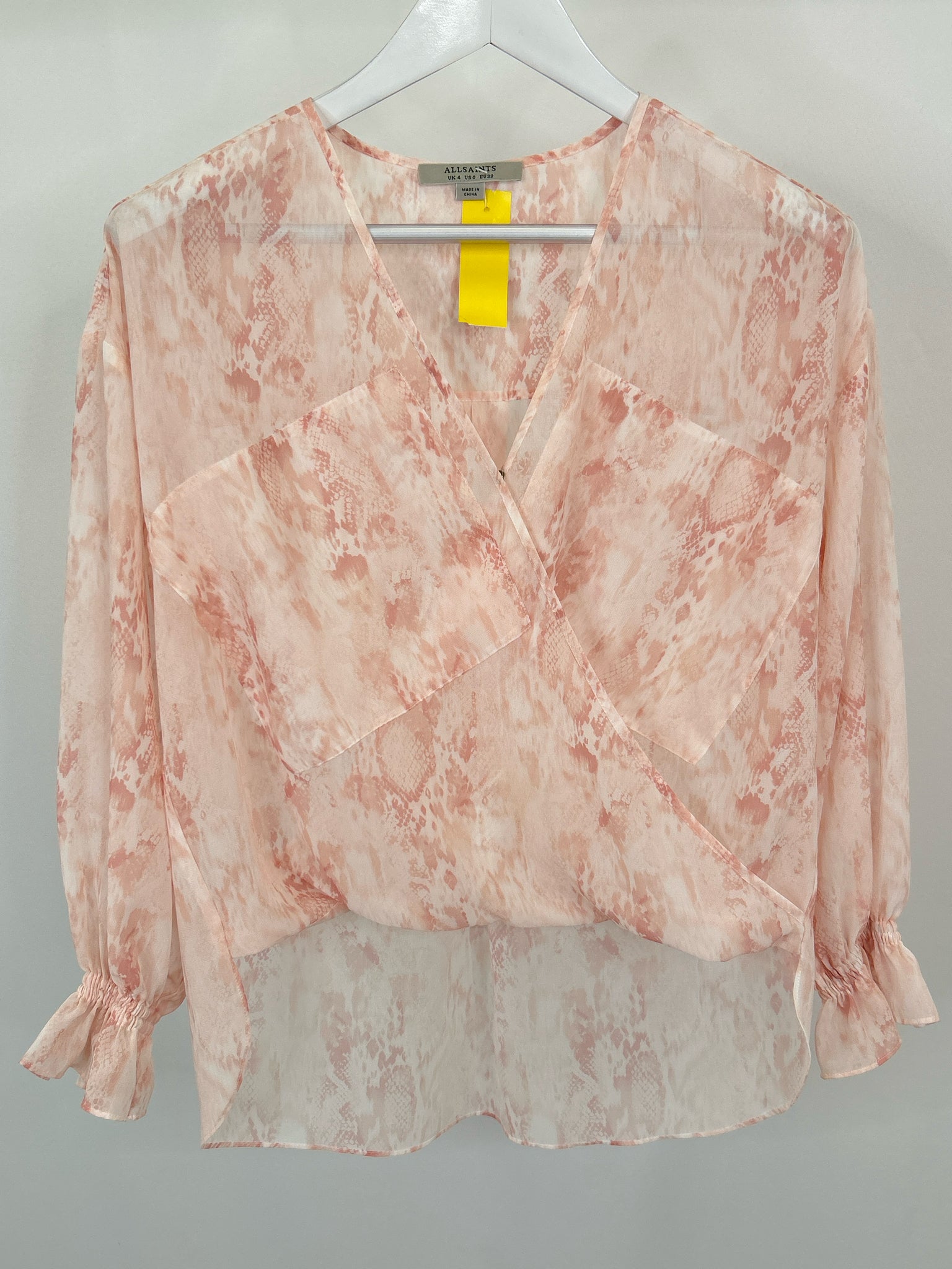 ALL SAINTS Size 0 Pink Print Women Blouse