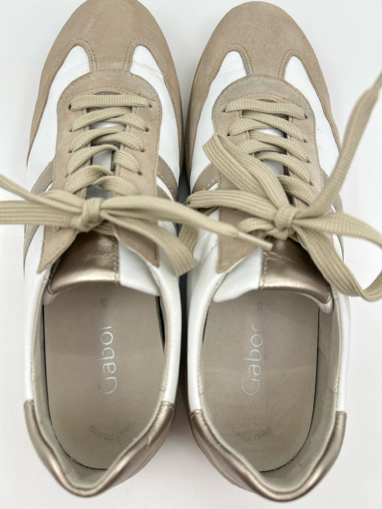 GABOR Size 10.5 BEIGE AND WHITE Women's Sneakers