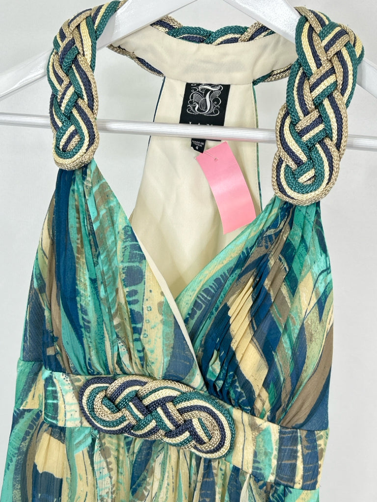 JAX Size 4 Teal Print Women's Dress