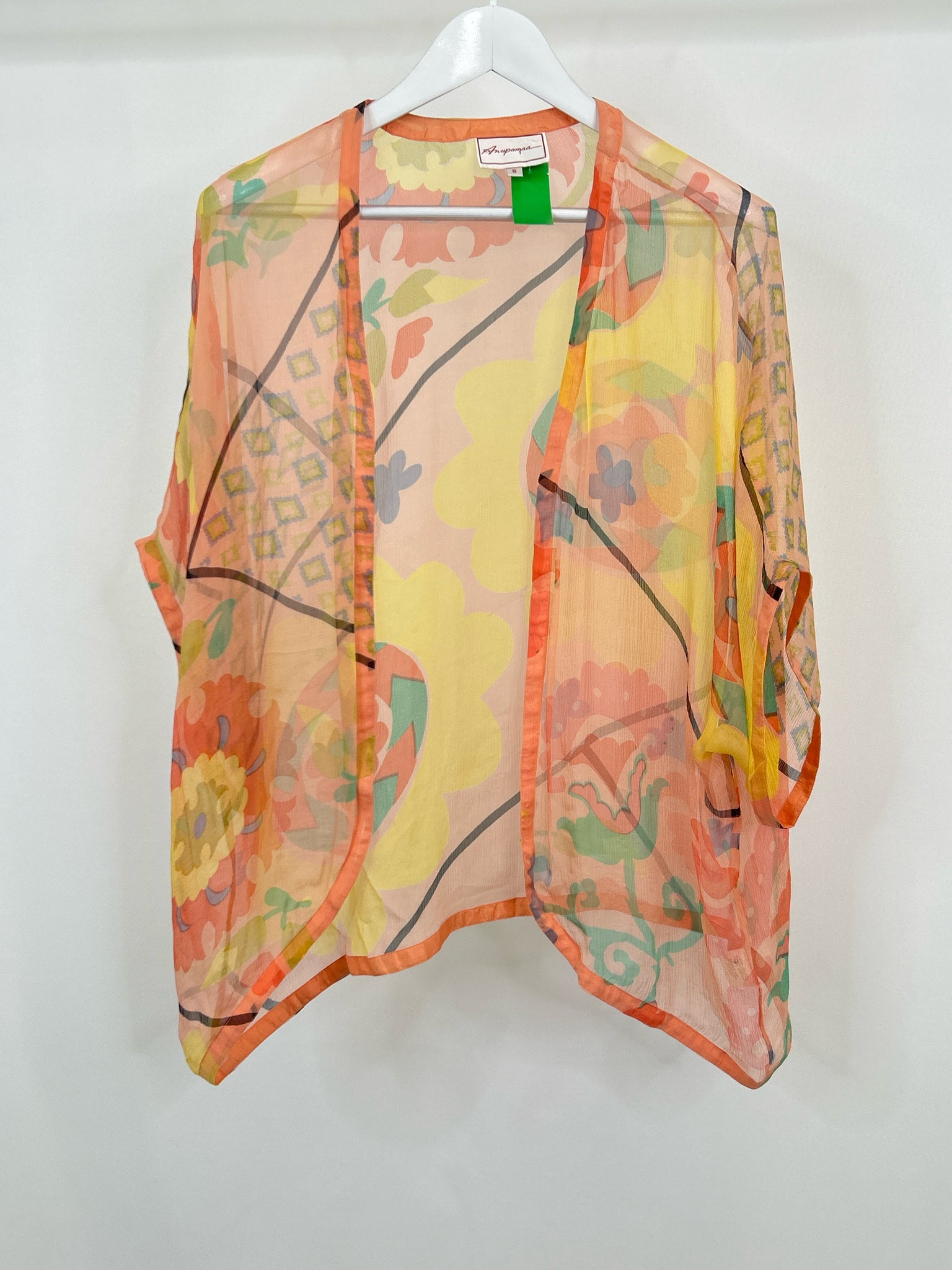 ANUPAMAA Size S Peach Print Women Kimono