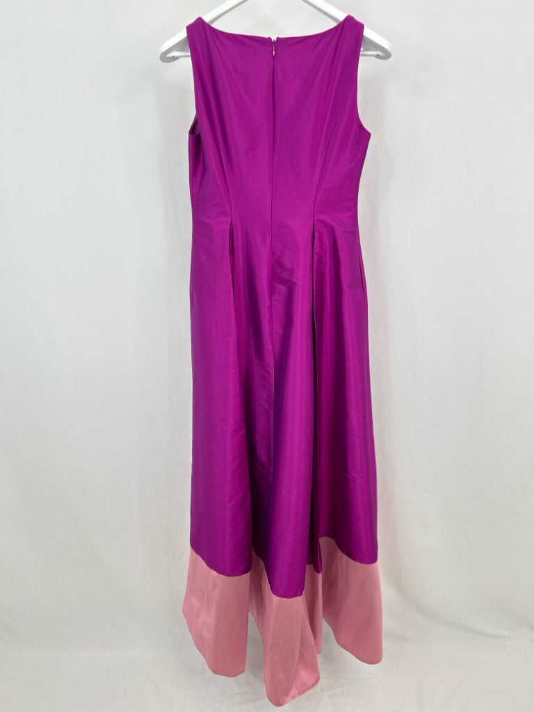 ADRIANNA PAPELL Women Size 4 PURPLE AND PINK Dress