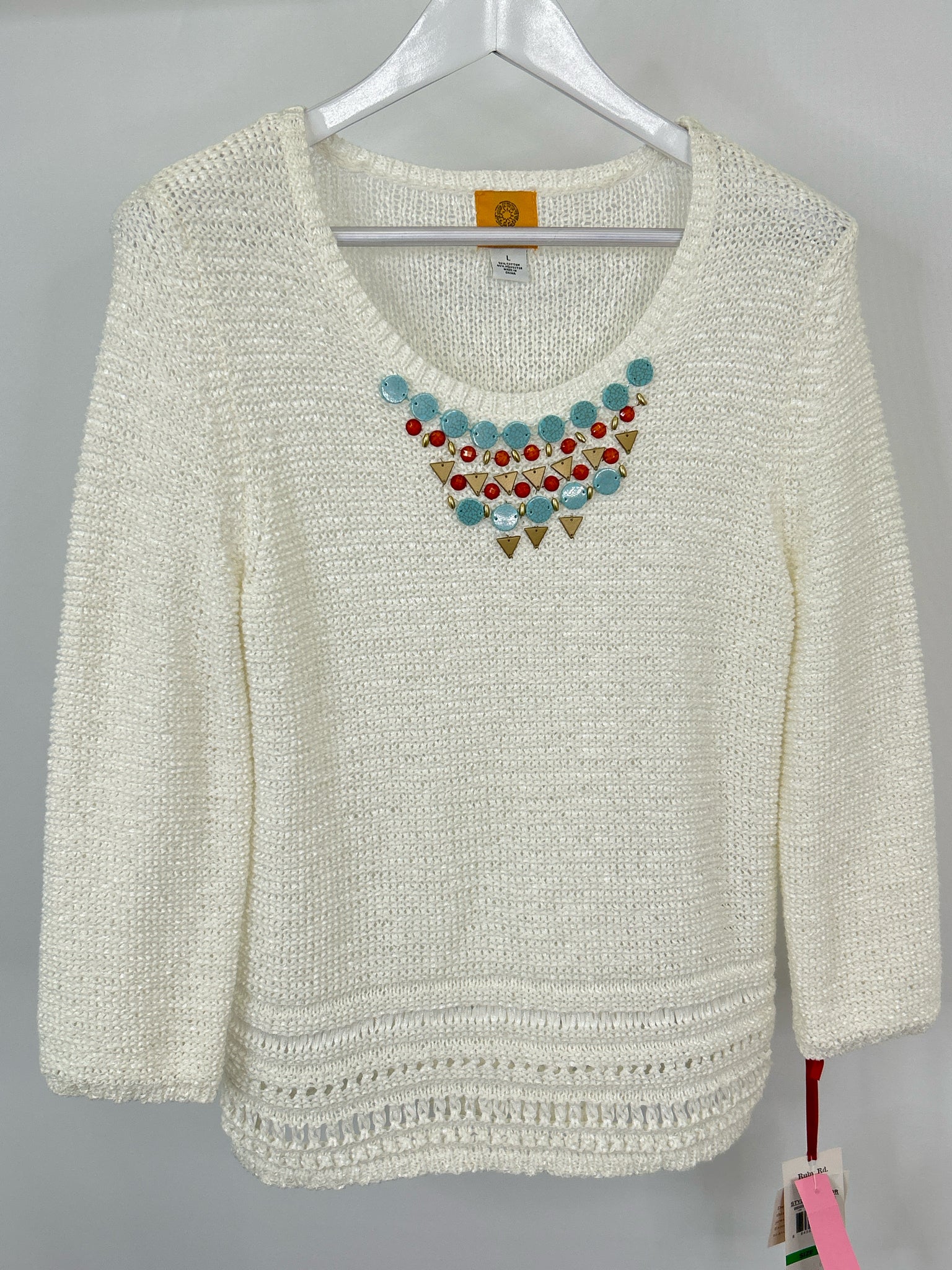 RUBY RD. Size L White Women Sweater