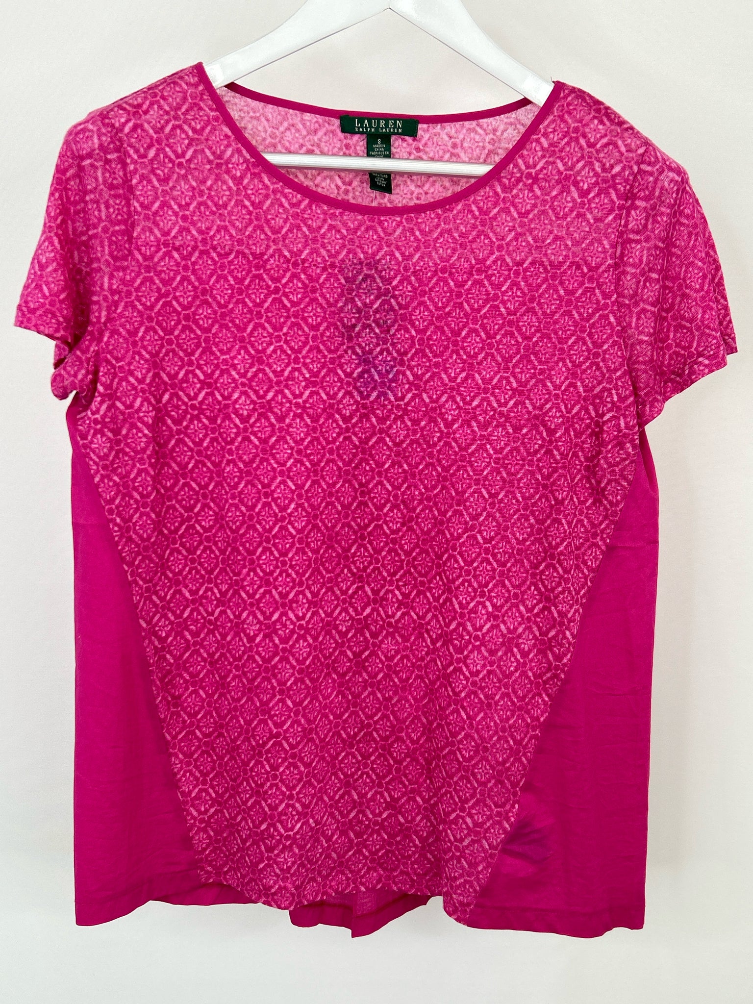 Lauren Ralph Lauren NWT Size S FUCHSIA PRINT Women Top