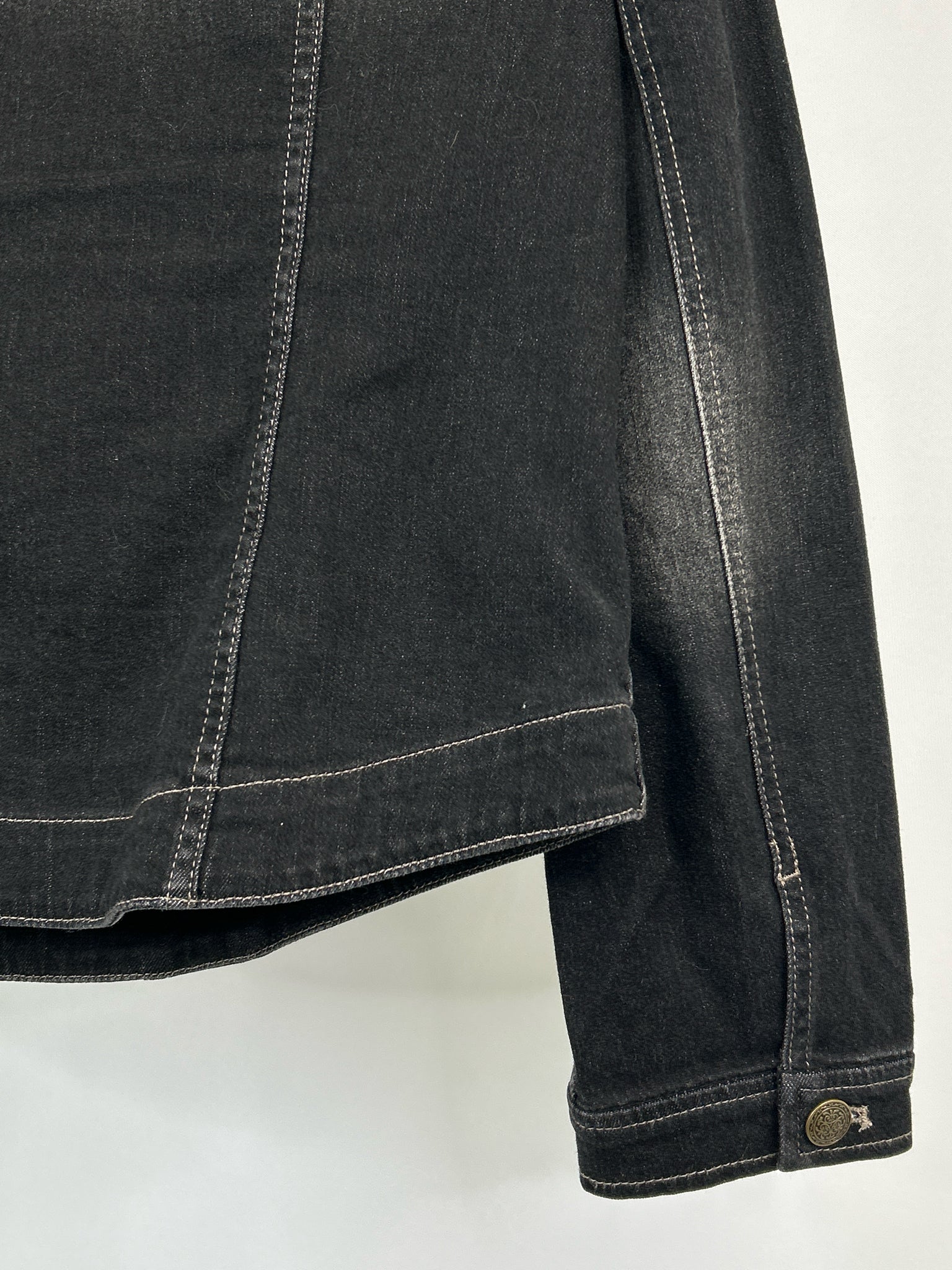 CHICO'S Size 8 BLACK DENIM Women Jacket