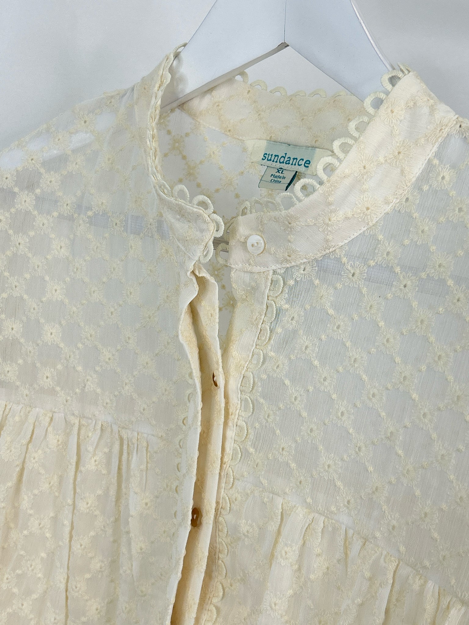 SUNDANCE Size XL Cream Women Blouse