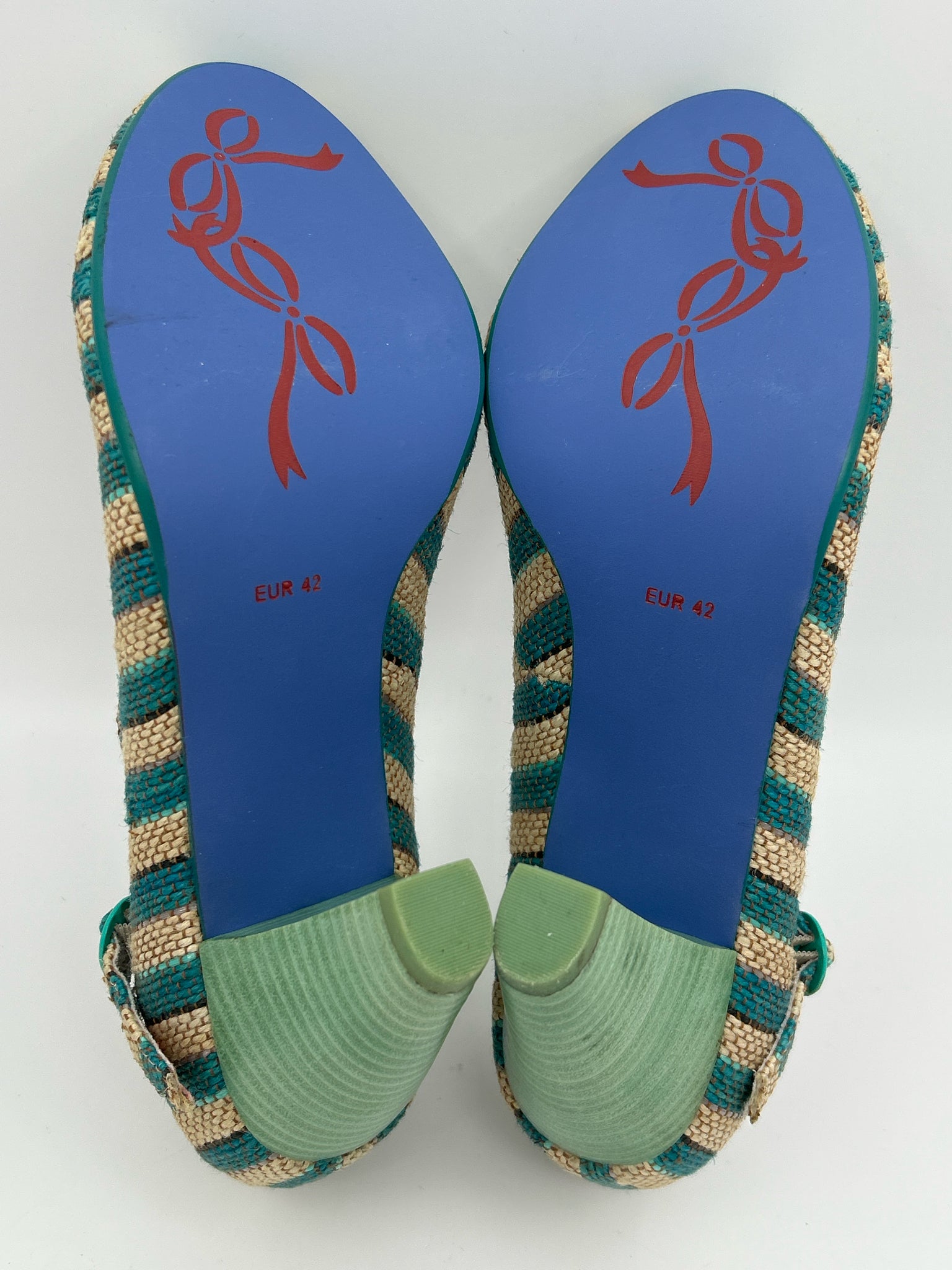POETIC LICENCE Size 10 Teal Stripes Women Pumps NIB