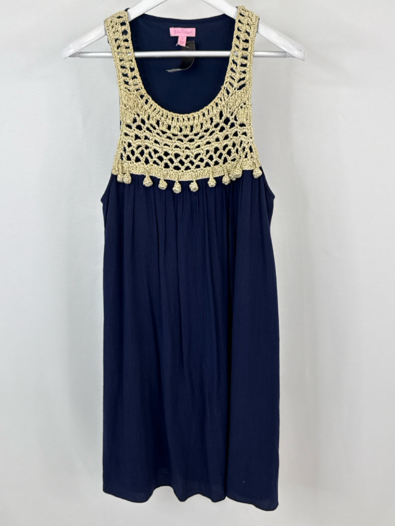 LILLY PULITZER Size XL NAVY AND GOLD Women Dress