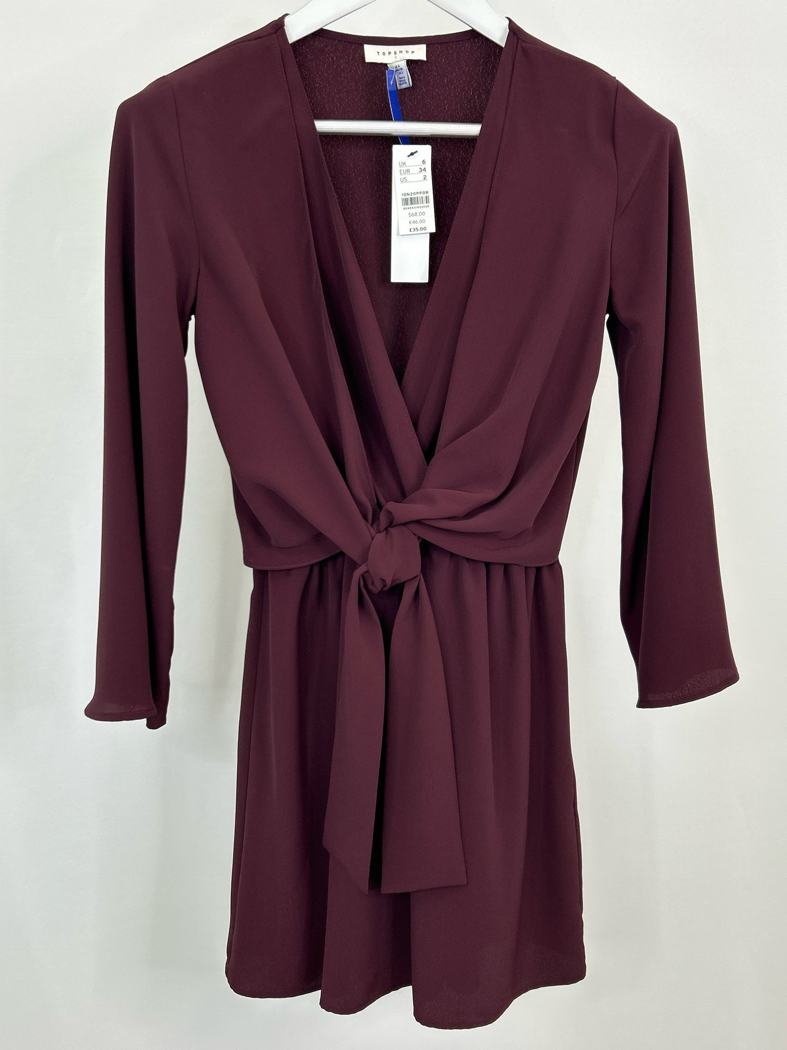 TOPSHOP Size 2 Burgundy Women Dress