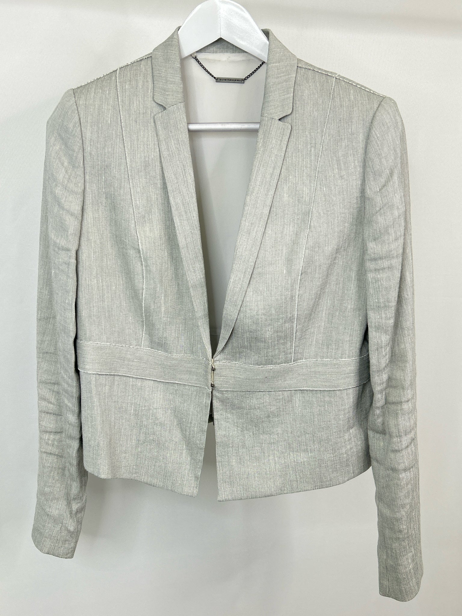 ELIE TAHARI Size 14 Black Print Women Blazer