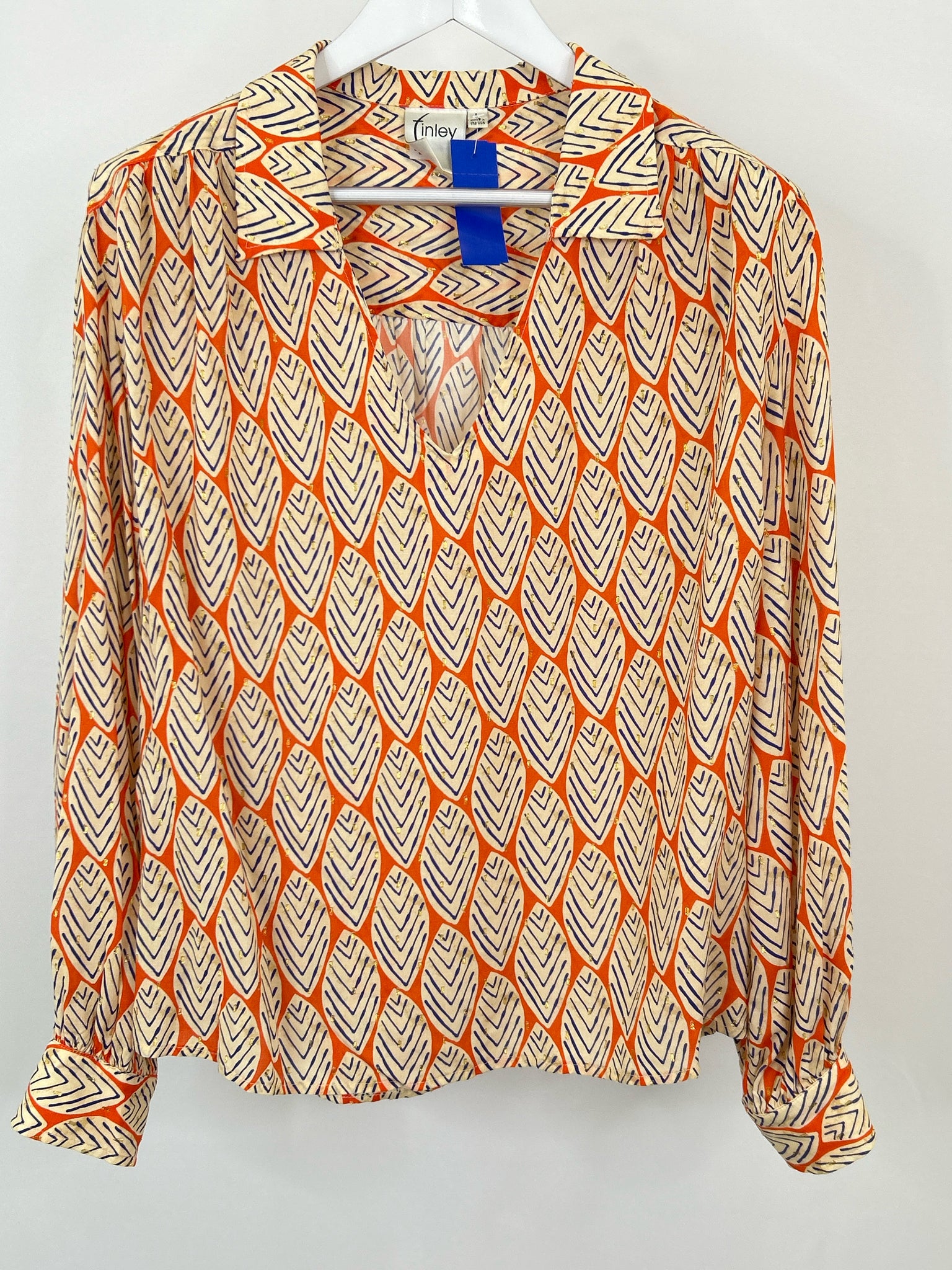 FINLEY Size L Orange and Beige Women Blouse