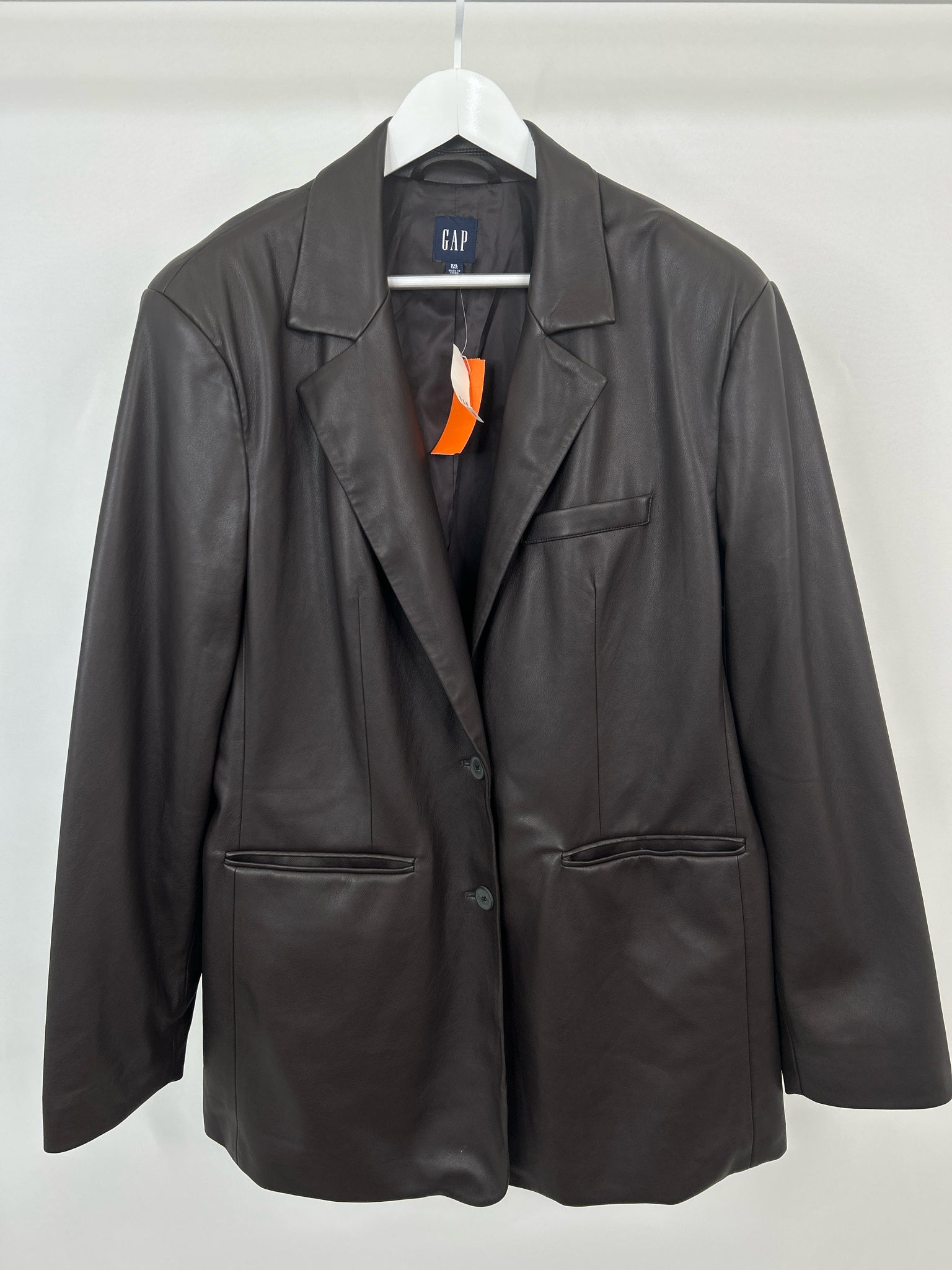 GAP Size XXLT Brown Faux Leather Women Jacket NWT