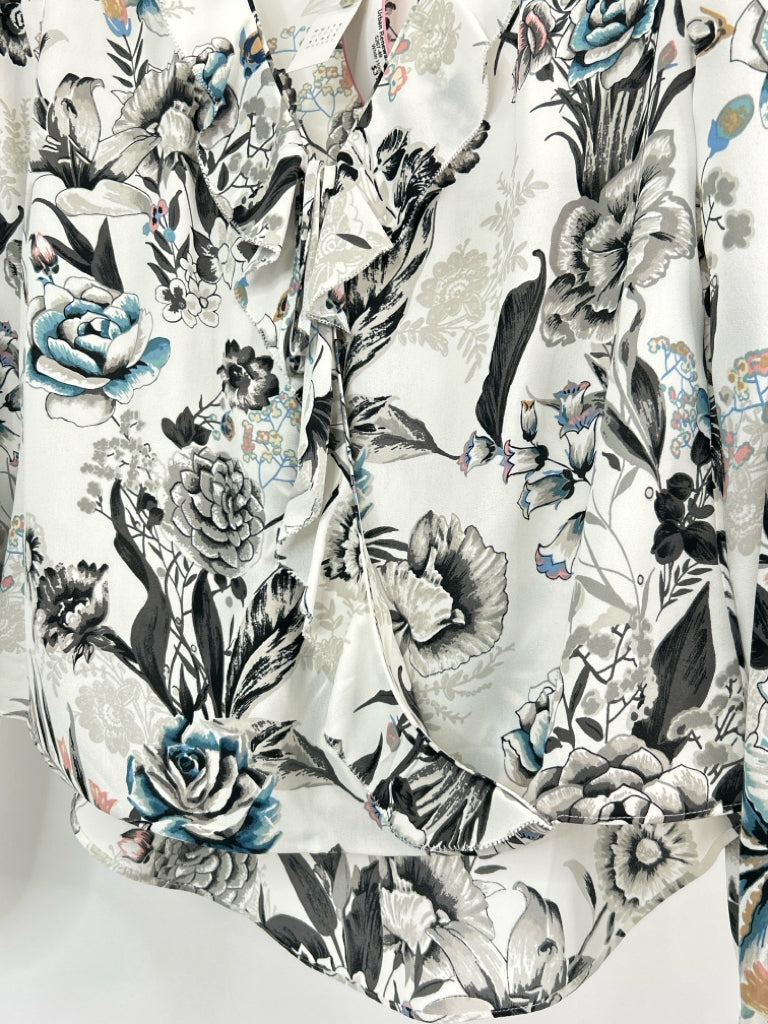 White House Black Market Size 4 WHITE AND GRAY Women's Top