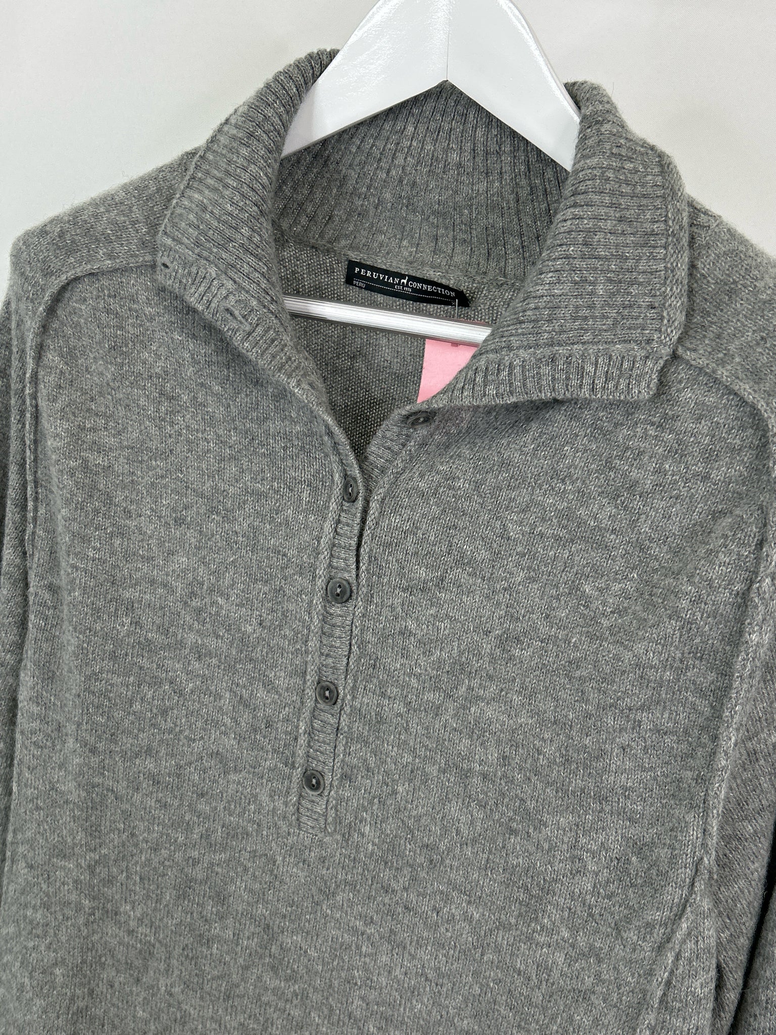 PERUVIAN CONNECTION Size XL Grey Women Sweater