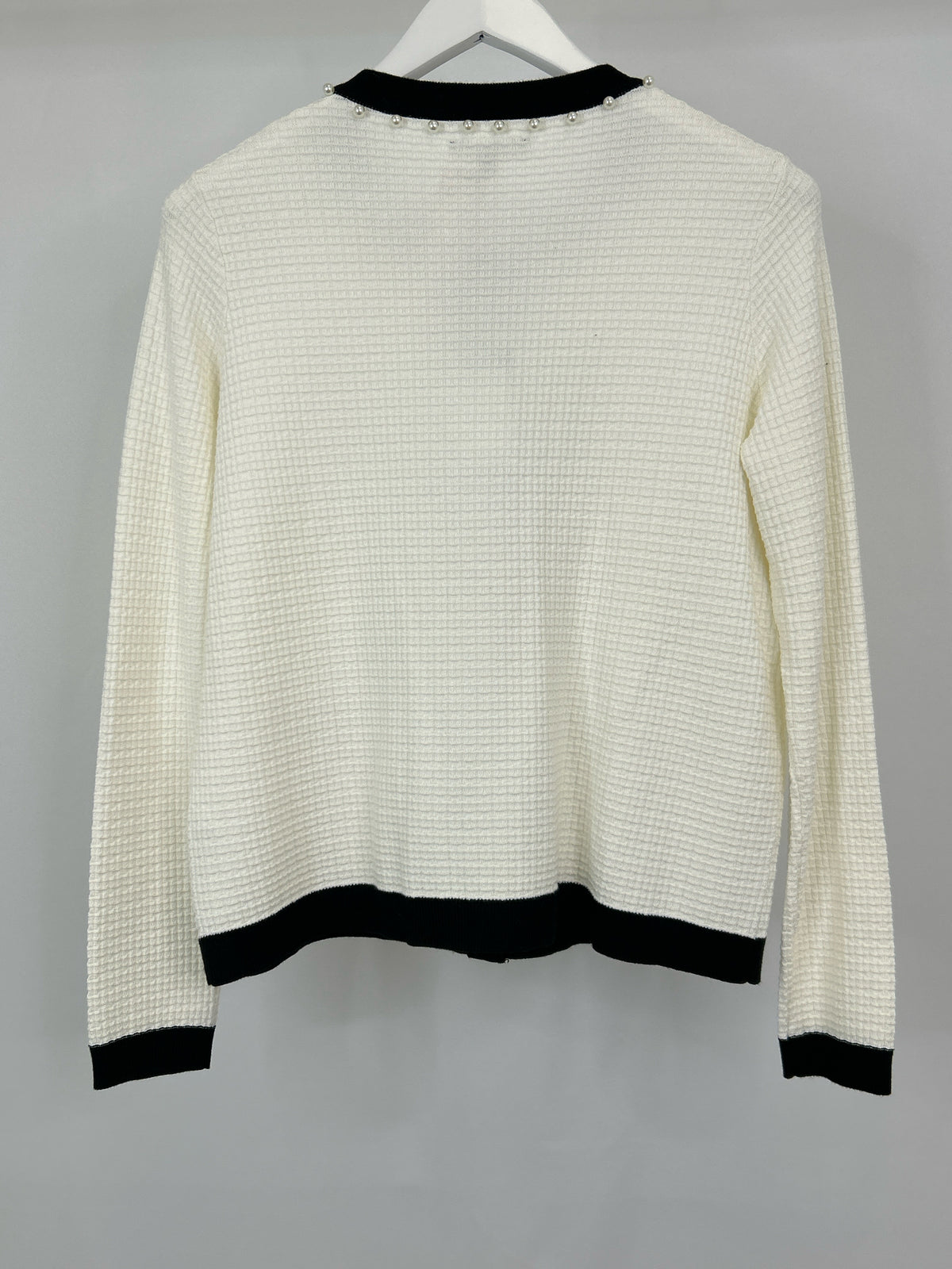 ADRIANNA PAPELL Size S IVORY AND BLACK Women Cardigan