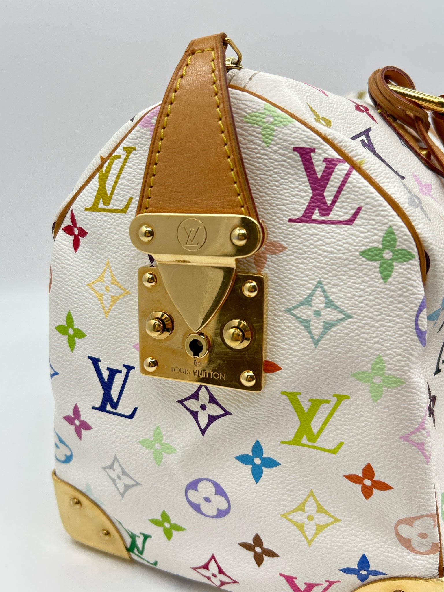 LOUIS VUITTON White Monogram Speedy Women Purse