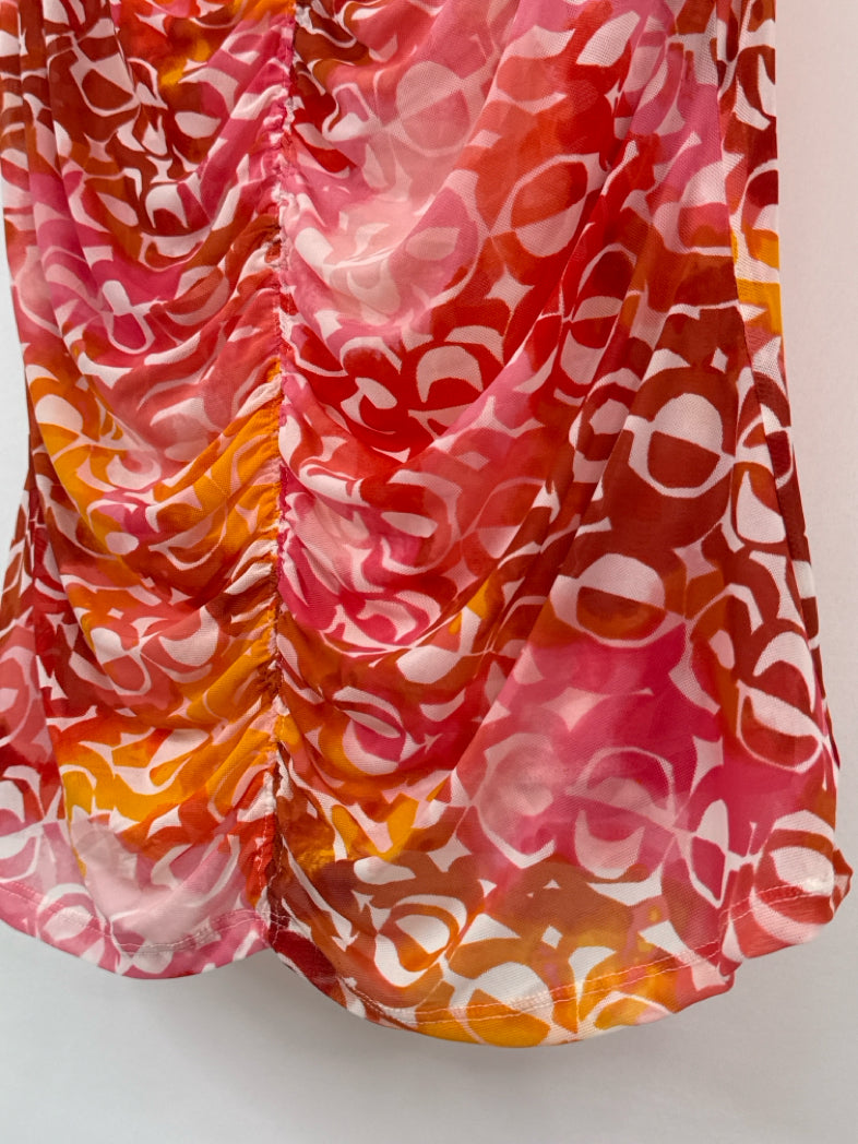 INC Size XL Orange Print Women Top