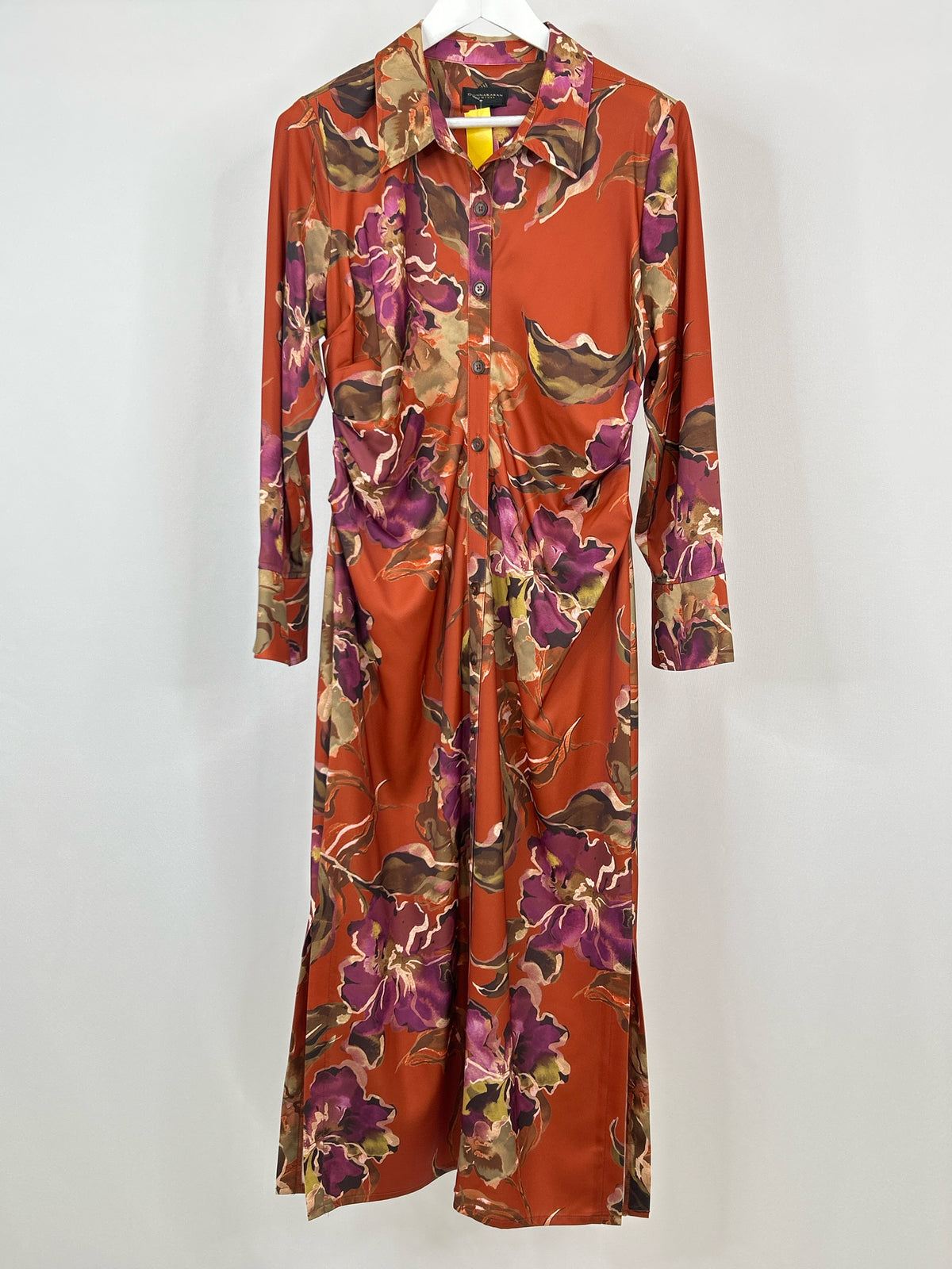 DONNA KARAN Size 12 ORANGE FLORAL Women Dress