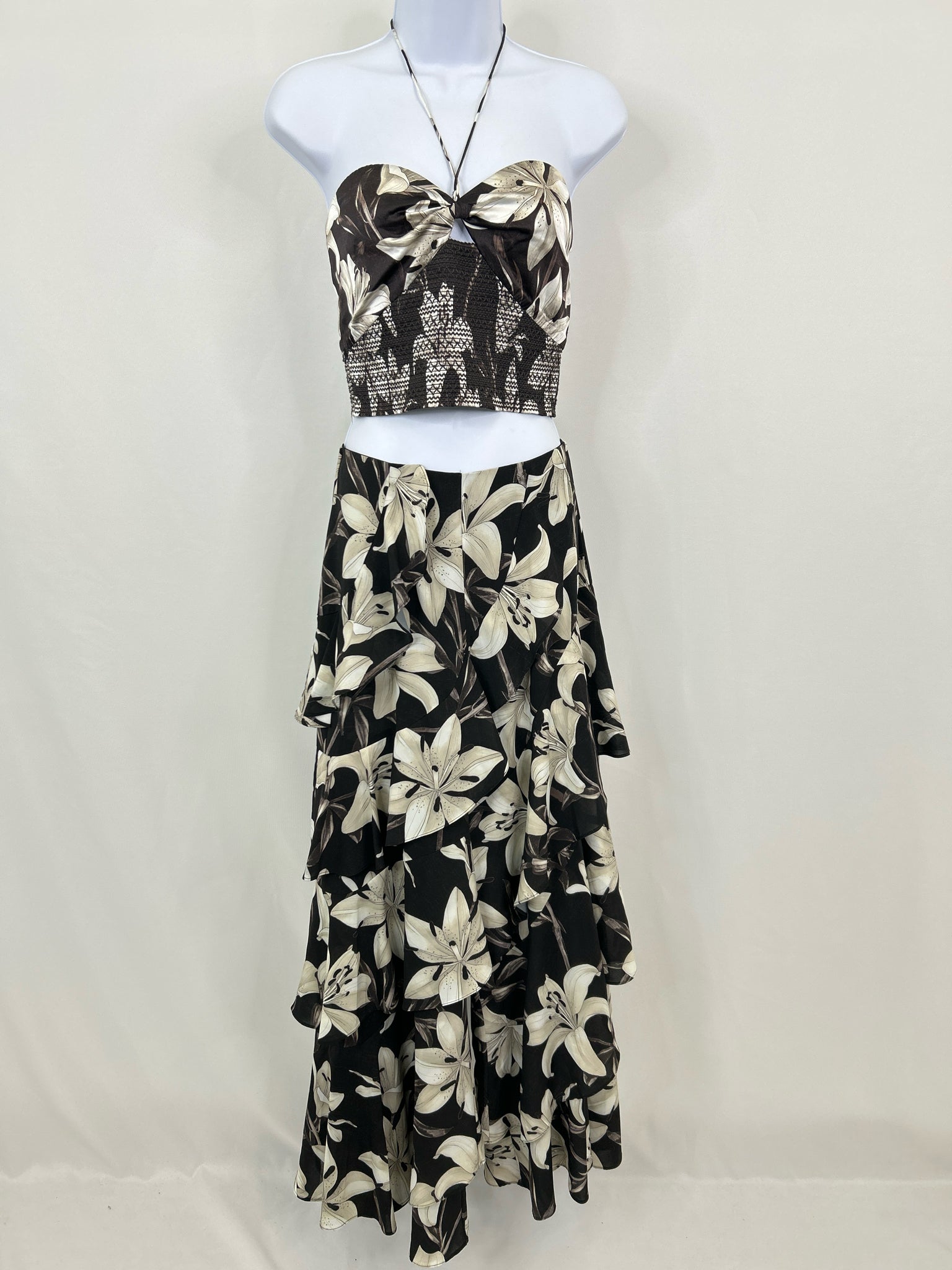 ALICE + OLIVIA Size 6 Brown Print Women 2-Piece w/Pants NWT