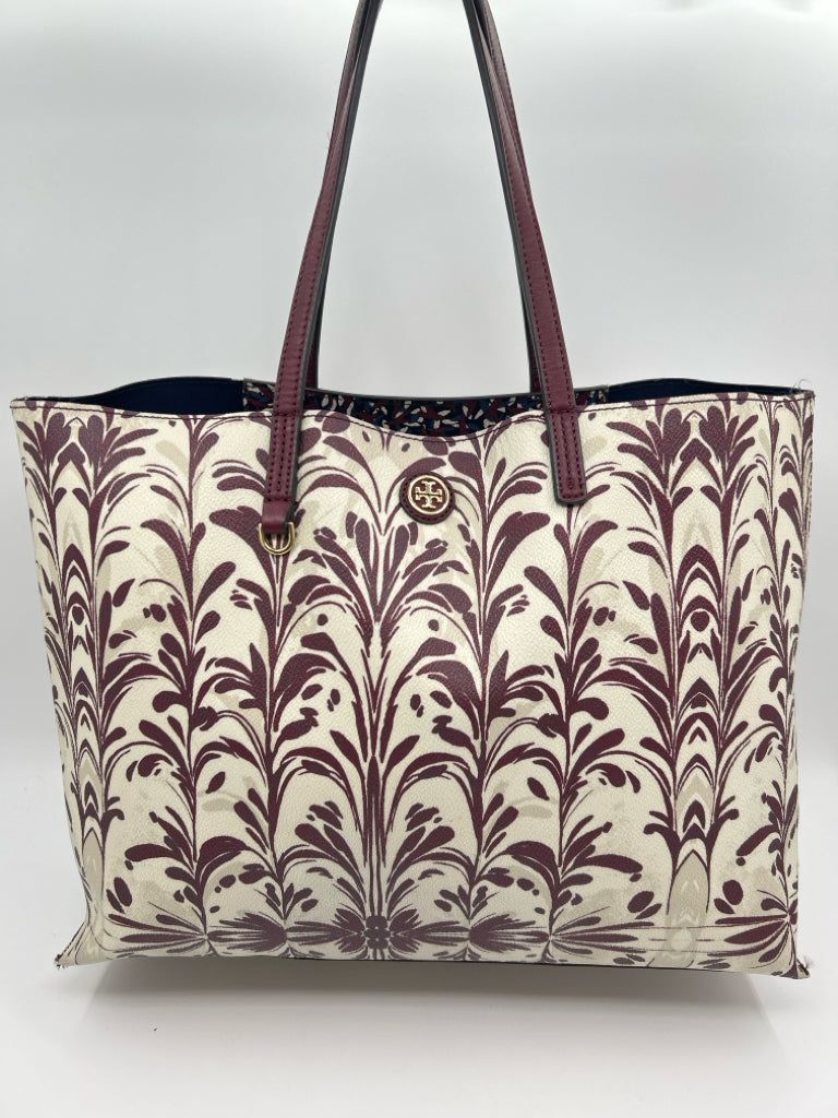 TORY BURCH Cream and Wine Women's Tote