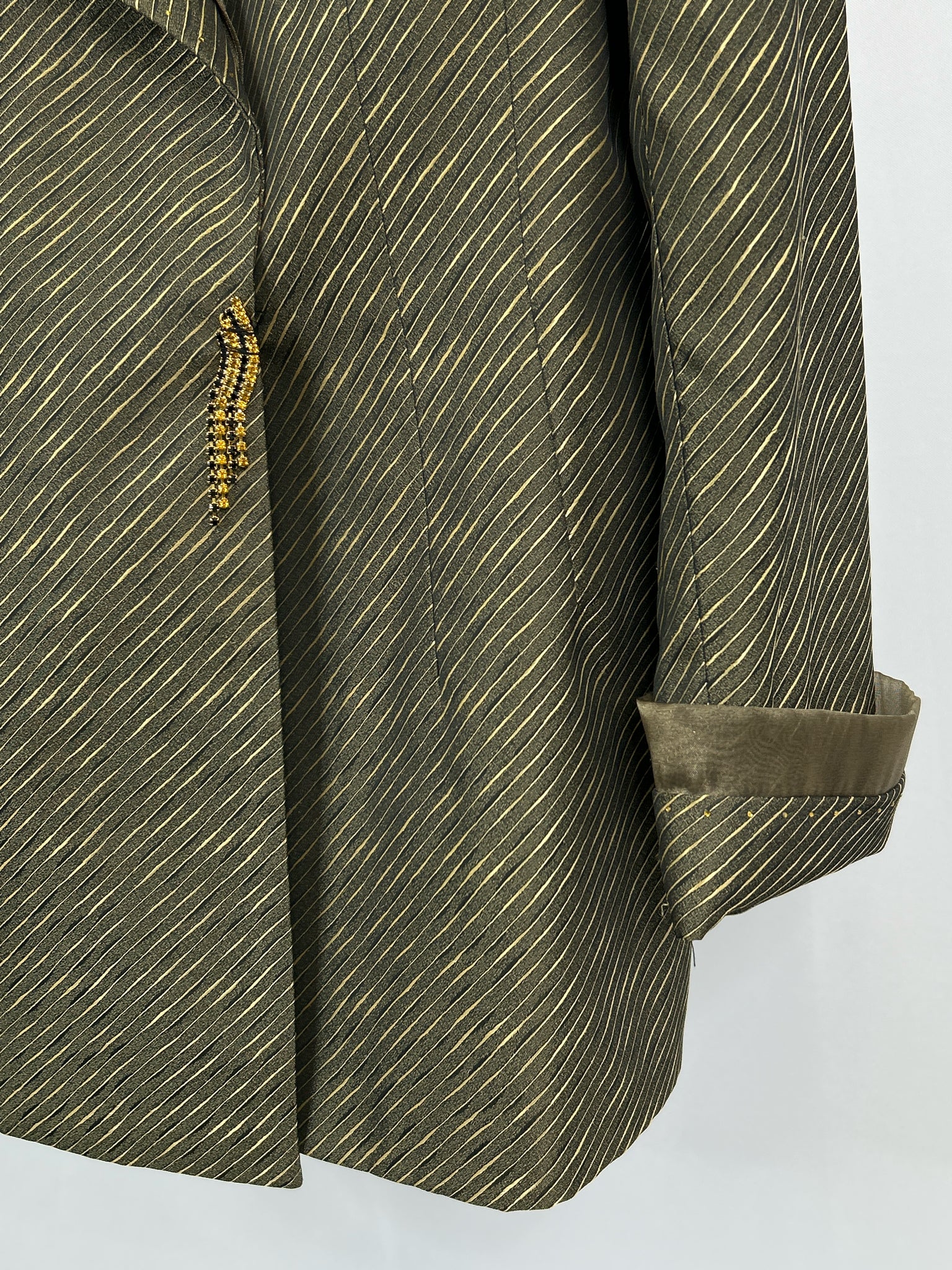 MOSHITA COUTURE Size M/L Green Print Women 2-Piece Blazer W/ Skirt