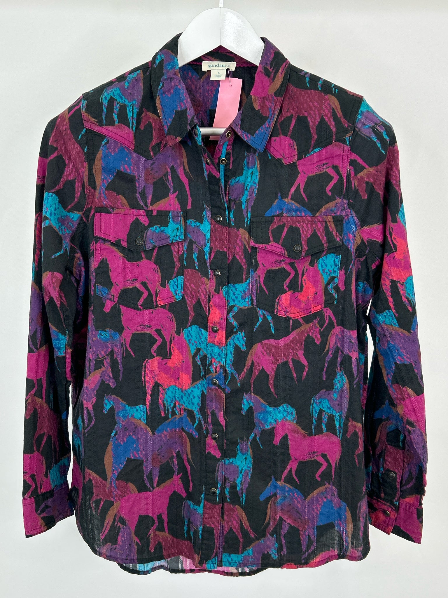 SUNDANCE Size S Black Print Women Shirt
