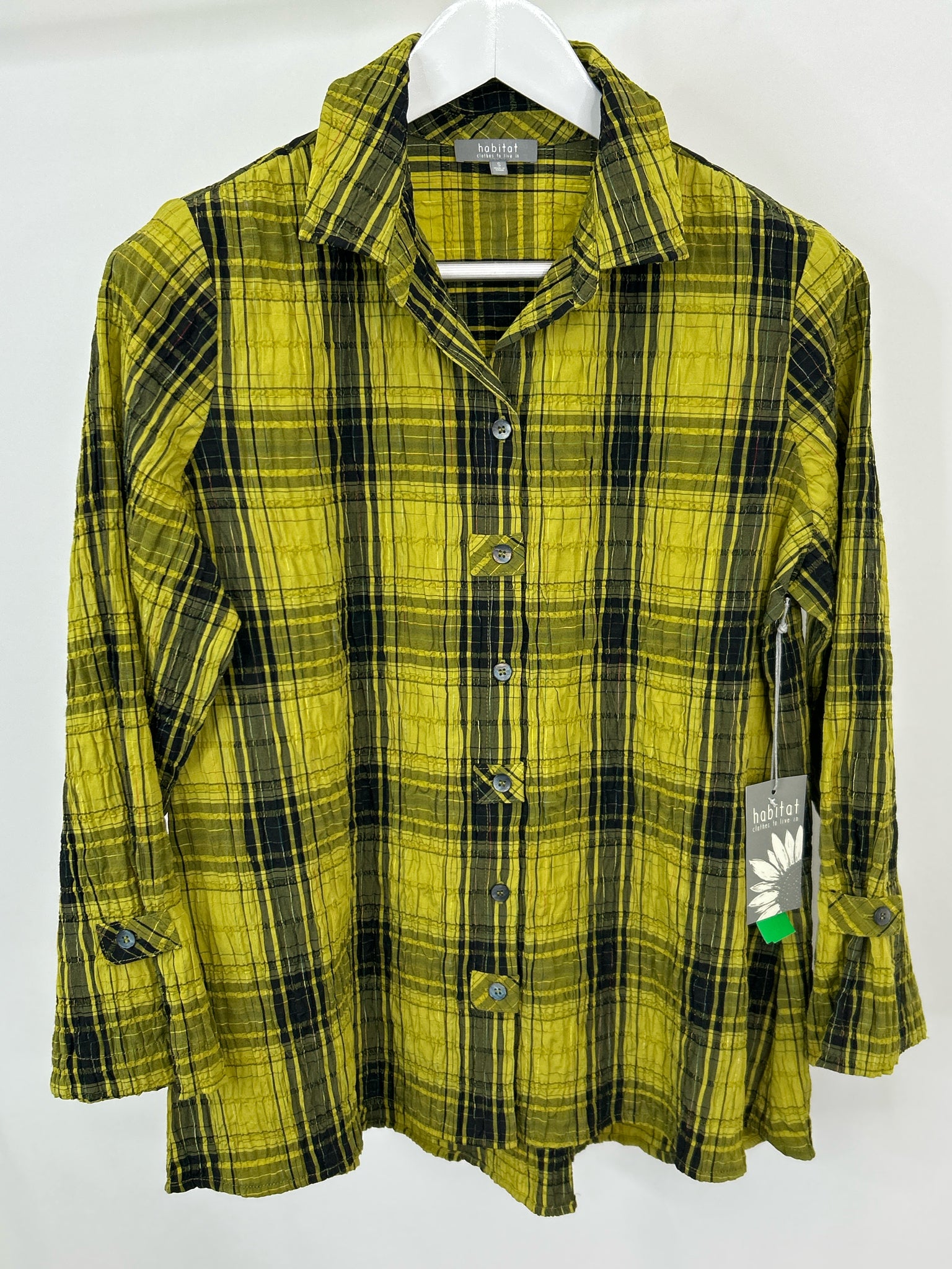 HABITAT Size S Green and Black Women Shirt NWT